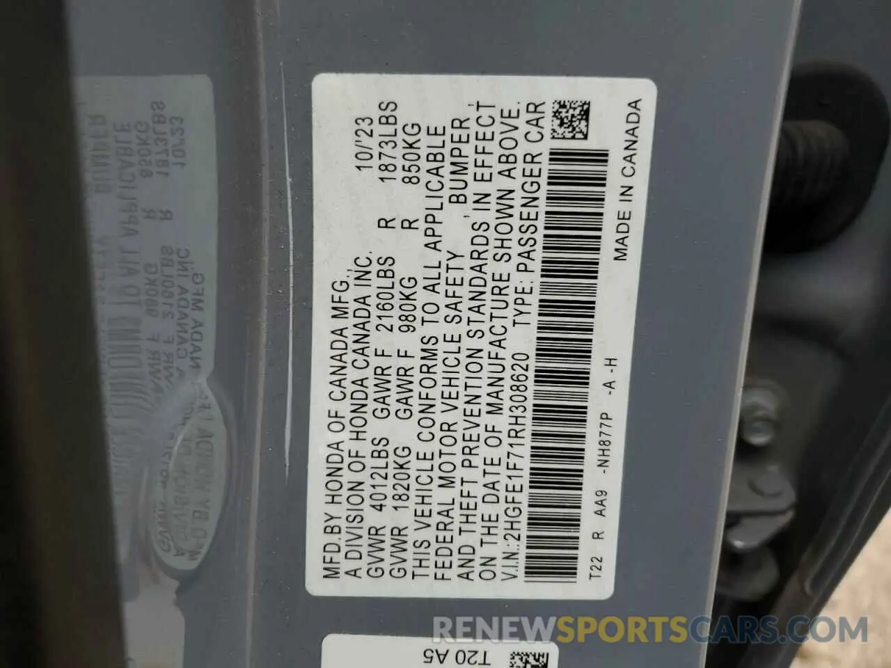 14 Фотография поврежденного автомобиля 2HGFE1F71RH308620 HONDA CIVIC 2024