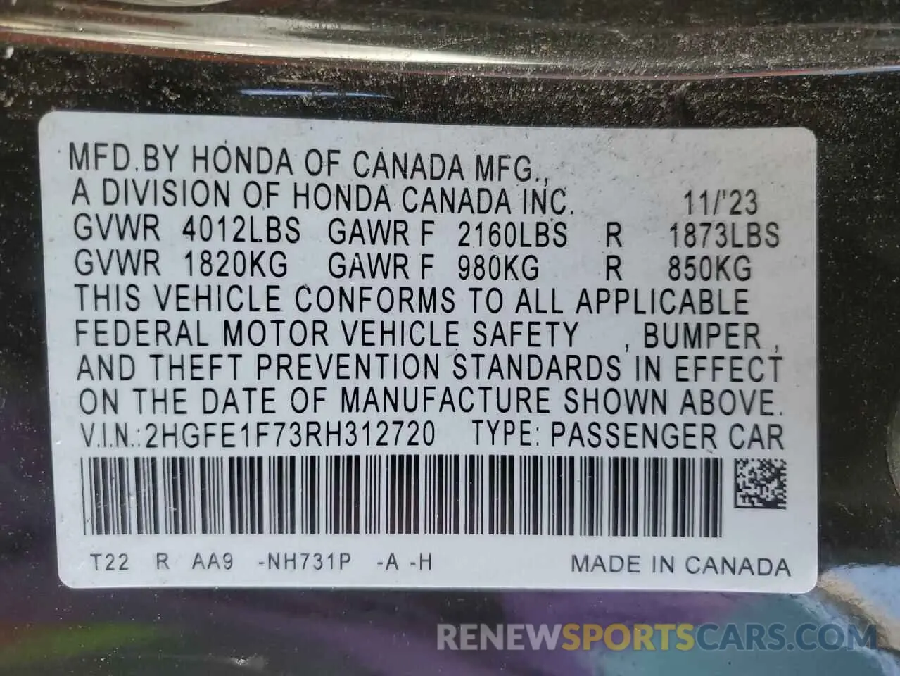 12 Фотография поврежденного автомобиля 2HGFE1F73RH312720 HONDA CIVIC 2024