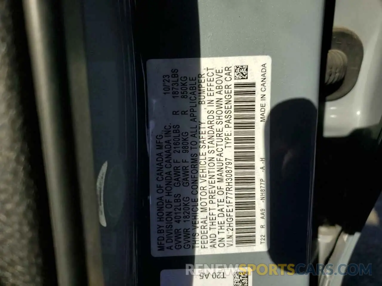 13 Фотография поврежденного автомобиля 2HGFE1F77RH308797 HONDA CIVIC 2024