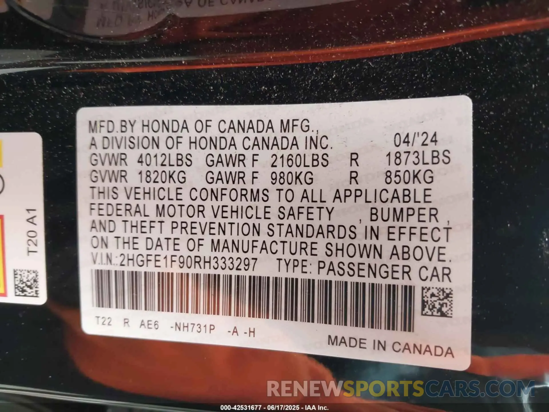9 Фотография поврежденного автомобиля 2HGFE1F90RH333297 HONDA CIVIC 2024