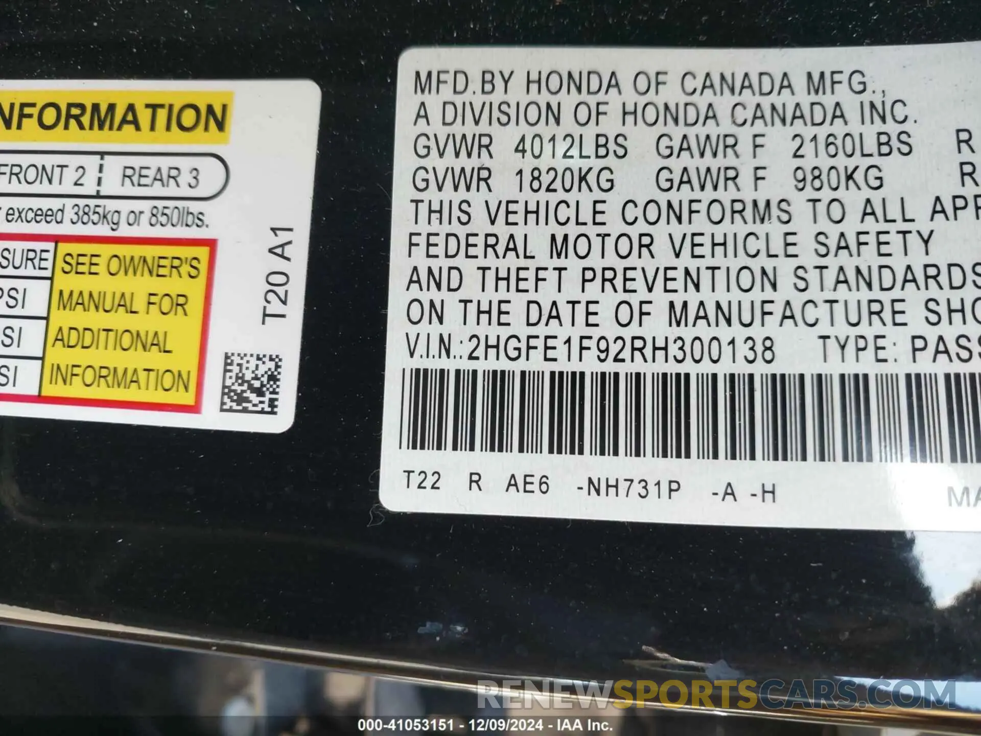 9 Фотография поврежденного автомобиля 2HGFE1F92RH300138 HONDA CIVIC 2024