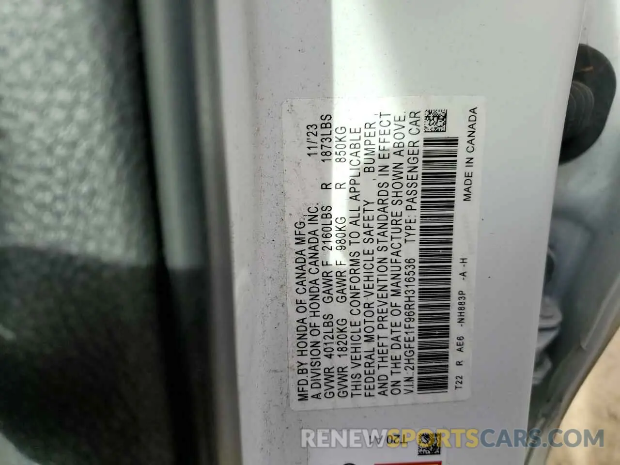 15 Фотография поврежденного автомобиля 2HGFE1F96RH316536 HONDA CIVIC 2024