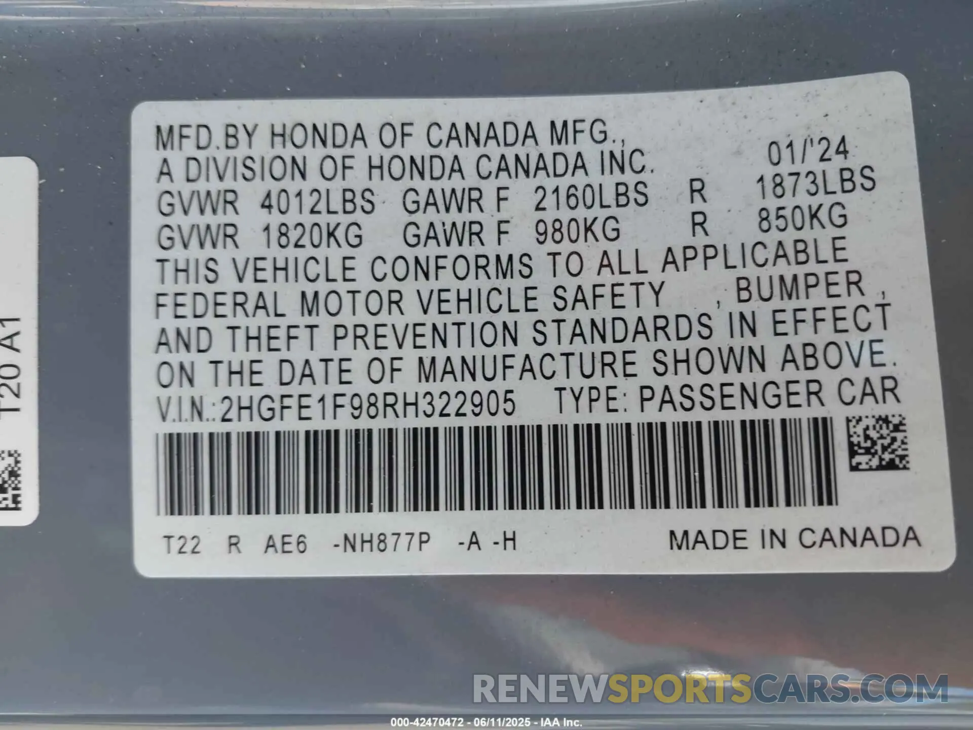 9 Photograph of a damaged car 2HGFE1F98RH322905 HONDA CIVIC 2024