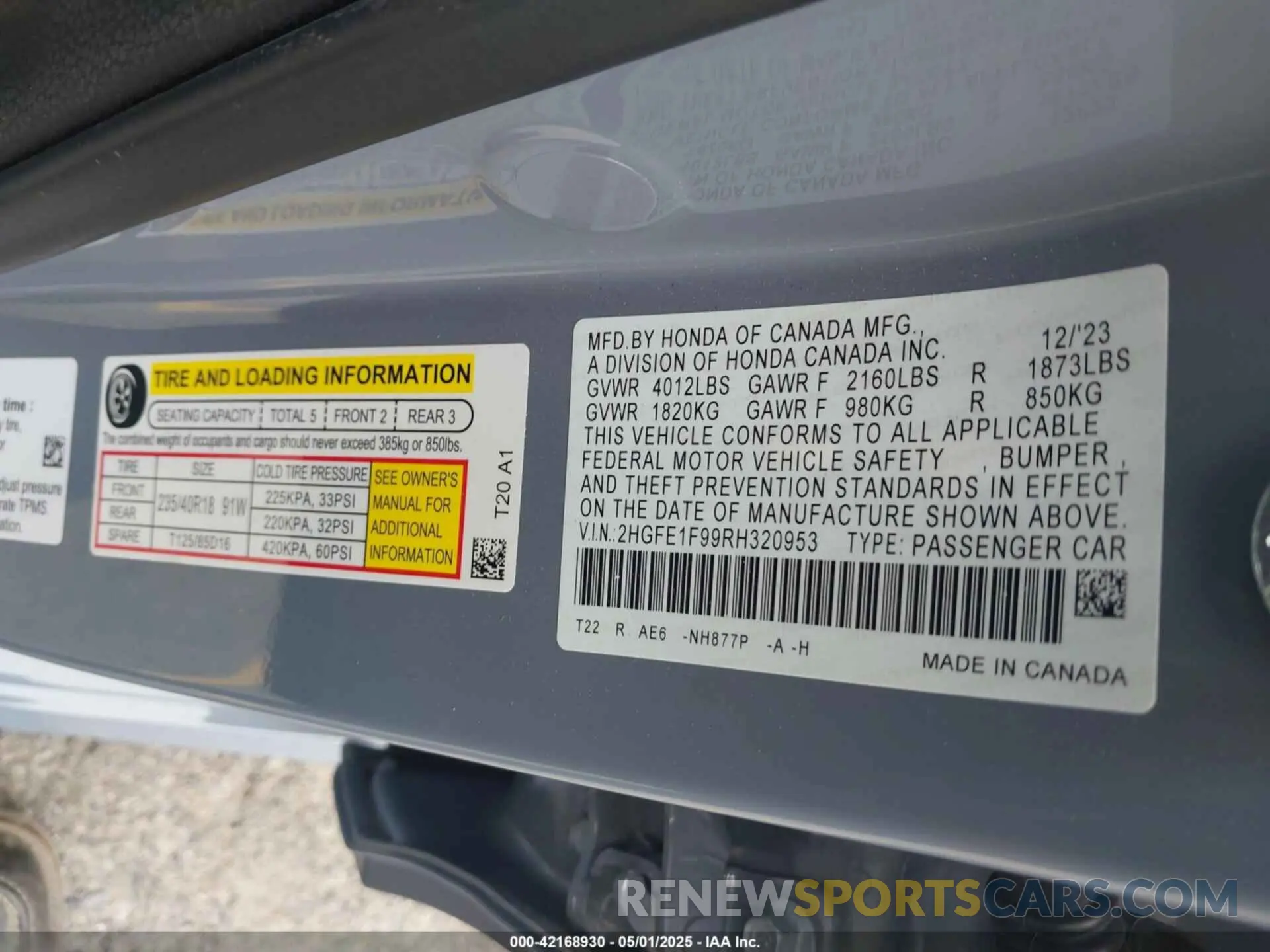 9 Photograph of a damaged car 2HGFE1F99RH320953 HONDA CIVIC 2024