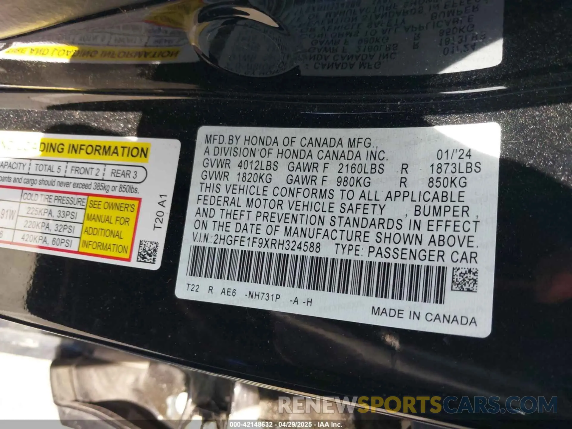 9 Фотография поврежденного автомобиля 2HGFE1F9XRH324588 HONDA CIVIC 2024