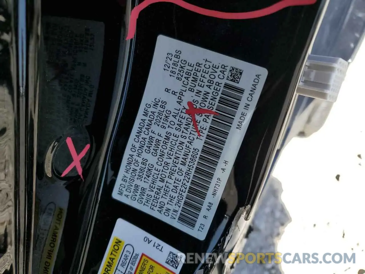13 Фотография поврежденного автомобиля 2HGFE2F22RH536605 HONDA CIVIC 2024