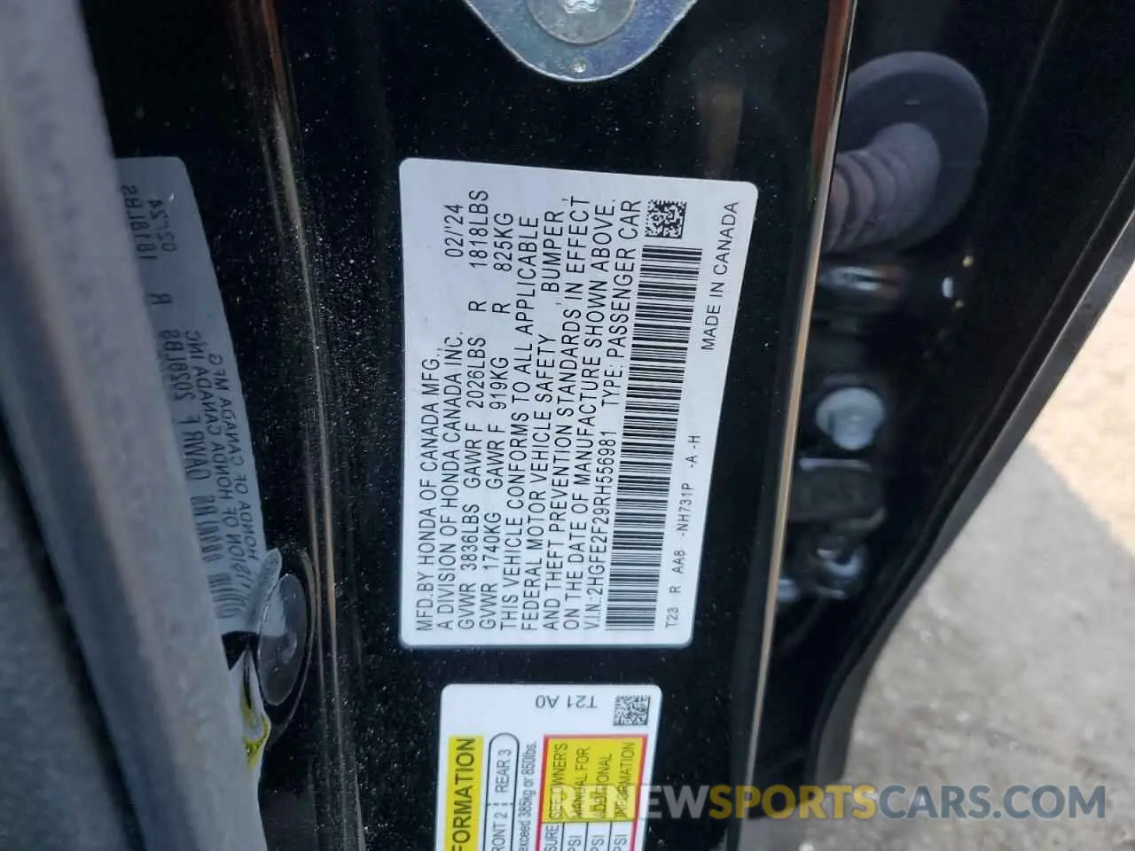 12 Фотография поврежденного автомобиля 2HGFE2F29RH556981 HONDA CIVIC 2024