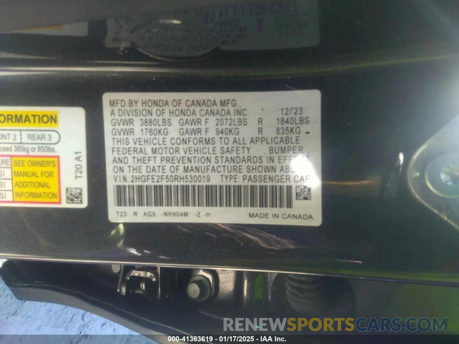 9 Фотография поврежденного автомобиля 2HGFE2F50RH530019 HONDA CIVIC 2024