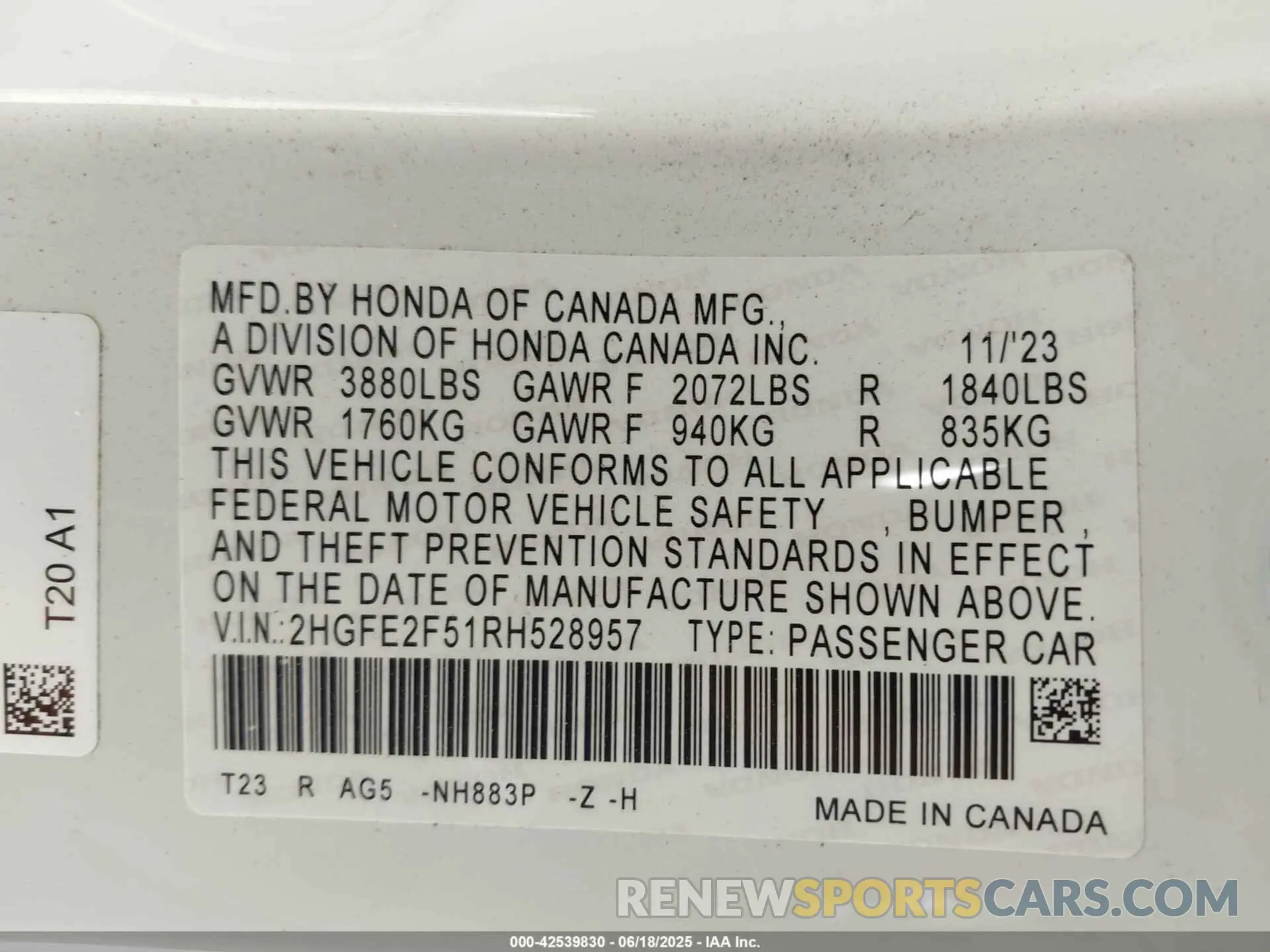 9 Фотография поврежденного автомобиля 2HGFE2F51RH528957 HONDA CIVIC 2024