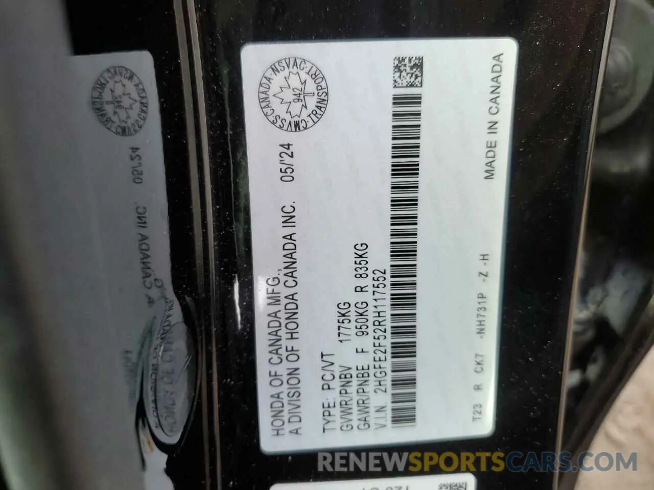 12 Фотография поврежденного автомобиля 2HGFE2F52RH117552 HONDA CIVIC 2024