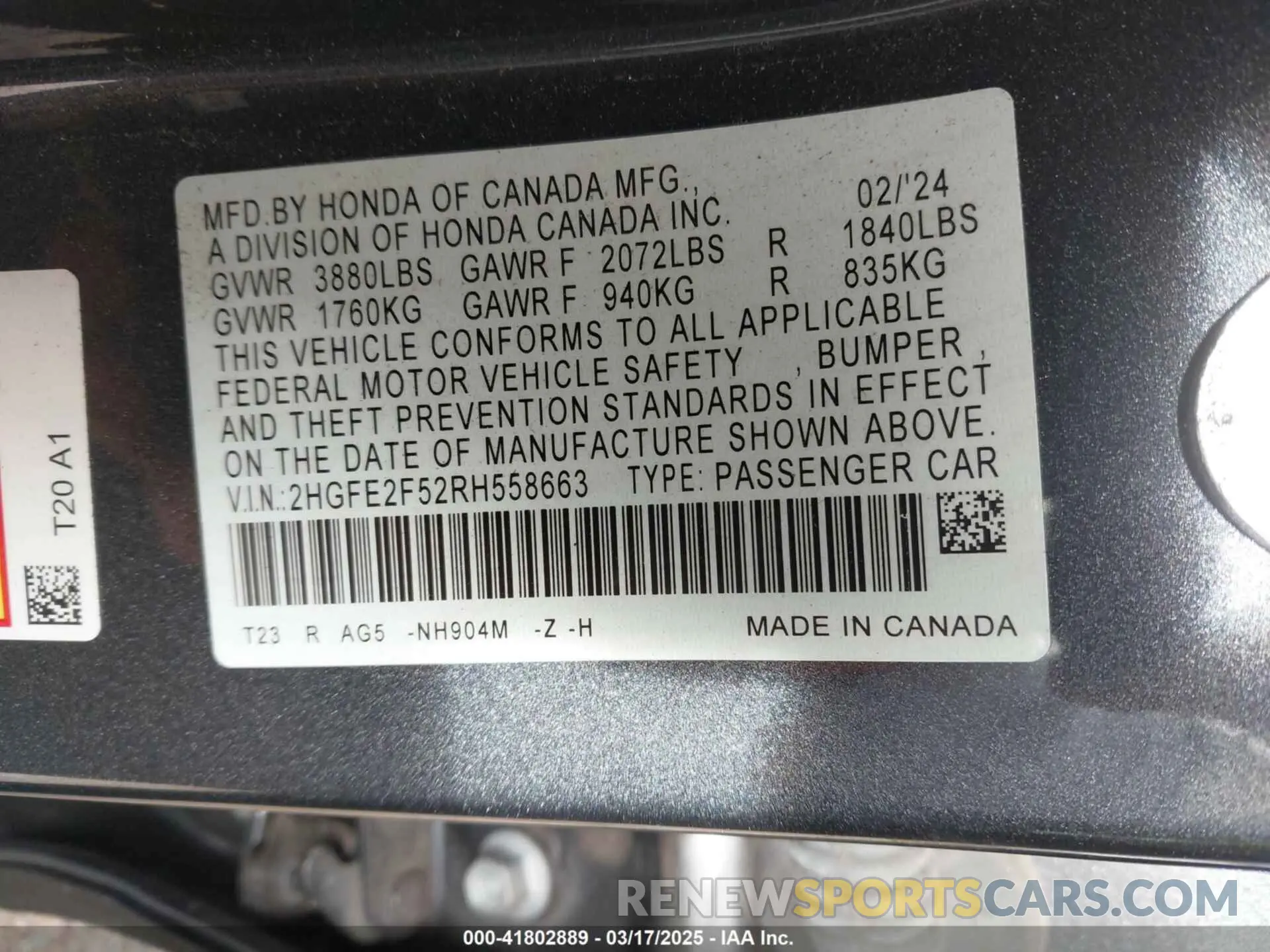9 Photograph of a damaged car 2HGFE2F52RH558663 HONDA CIVIC 2024