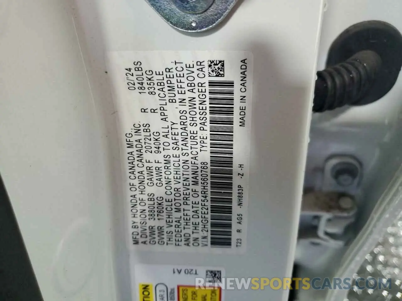 12 Фотография поврежденного автомобиля 2HGFE2F54RH560768 HONDA CIVIC 2024