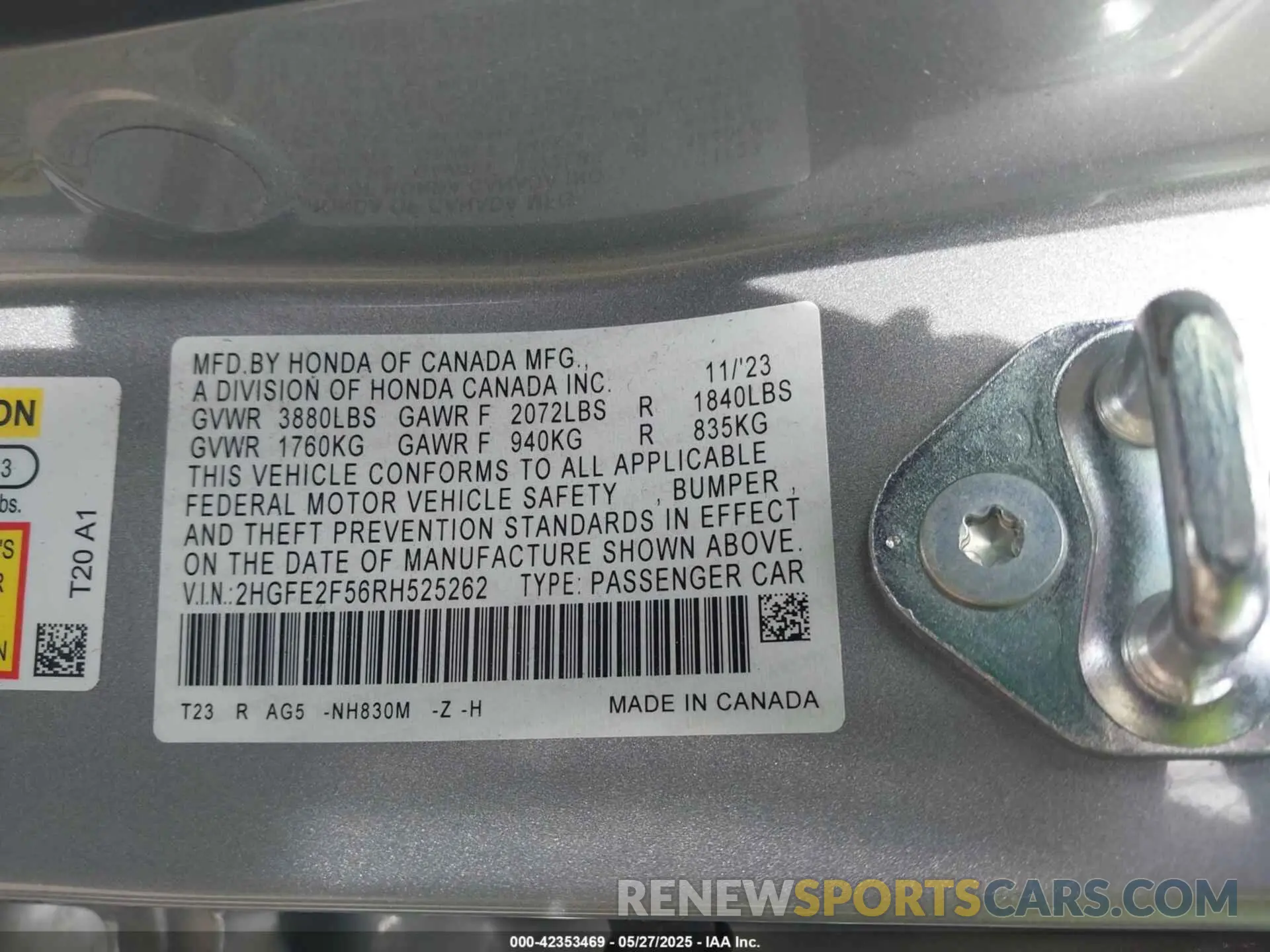 9 Фотография поврежденного автомобиля 2HGFE2F56RH525262 HONDA CIVIC 2024