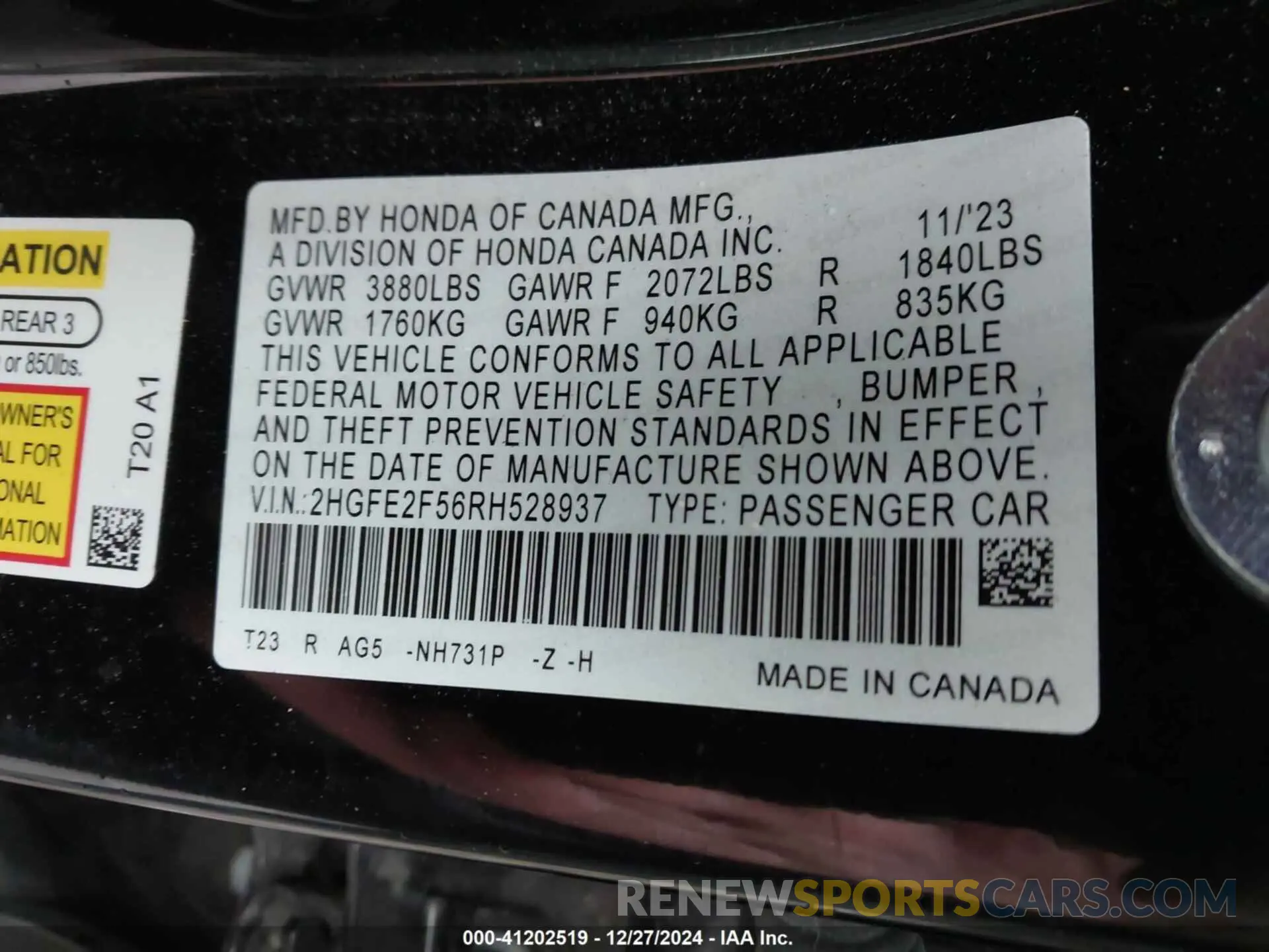 9 Photograph of a damaged car 2HGFE2F56RH528937 HONDA CIVIC 2024