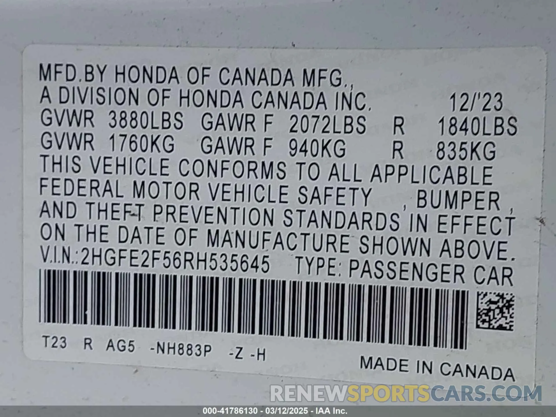 9 Фотография поврежденного автомобиля 2HGFE2F56RH535645 HONDA CIVIC 2024