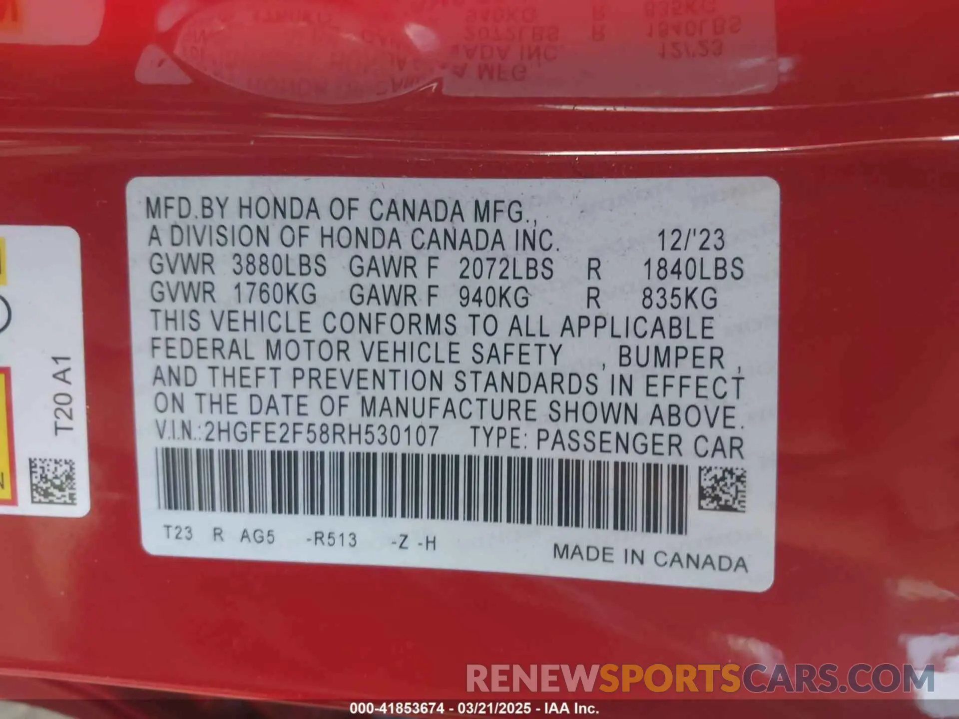 9 Photograph of a damaged car 2HGFE2F58RH530107 HONDA CIVIC 2024