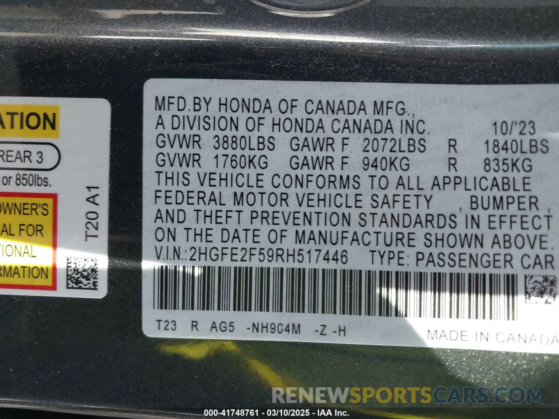 9 Photograph of a damaged car 2HGFE2F59RH517446 HONDA CIVIC 2024