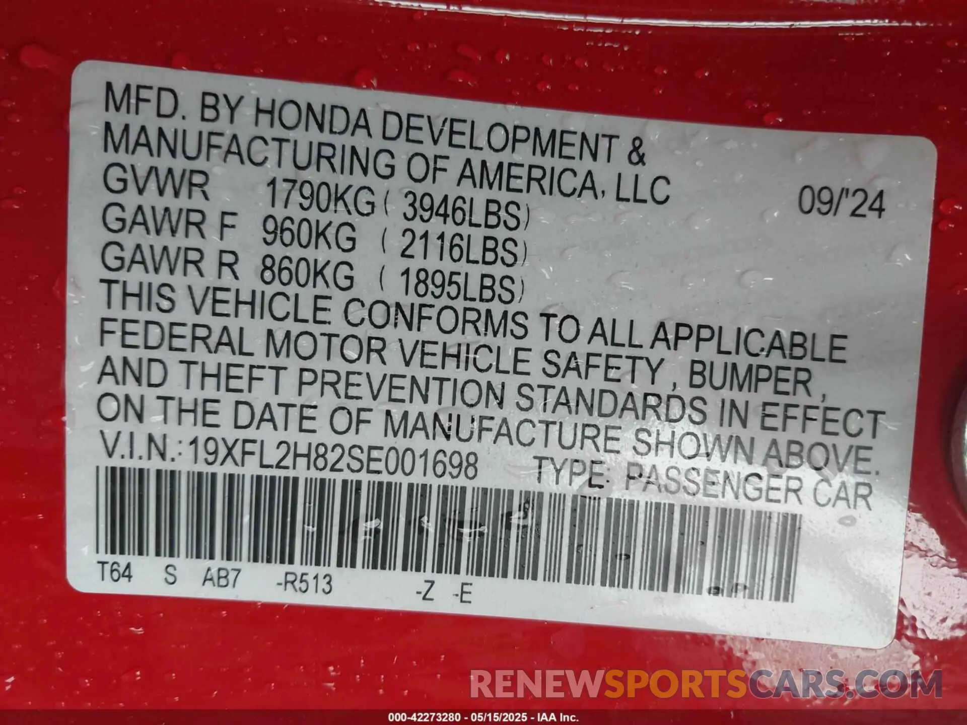 9 Фотография поврежденного автомобиля 19XFL2H82SE001698 HONDA CIVIC 2025