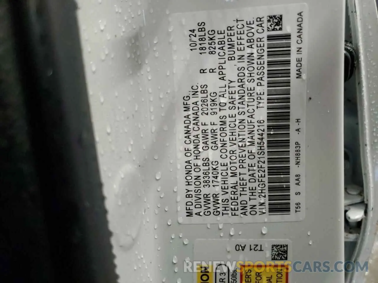 12 Фотография поврежденного автомобиля 2HGFE2F21SH544216 HONDA CIVIC 2025