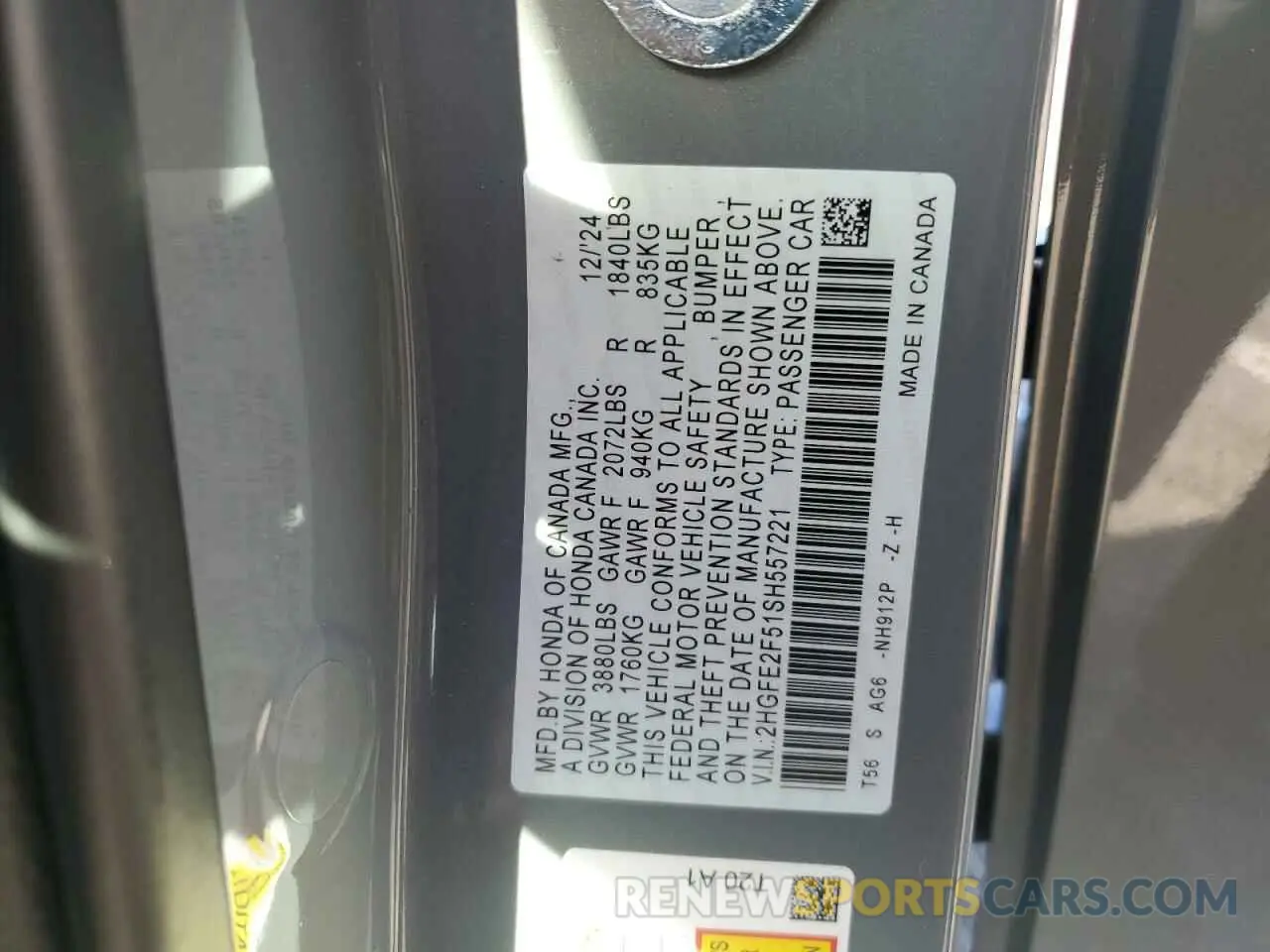 14 Photograph of a damaged car 2HGFE2F51SH557221 HONDA CIVIC 2025