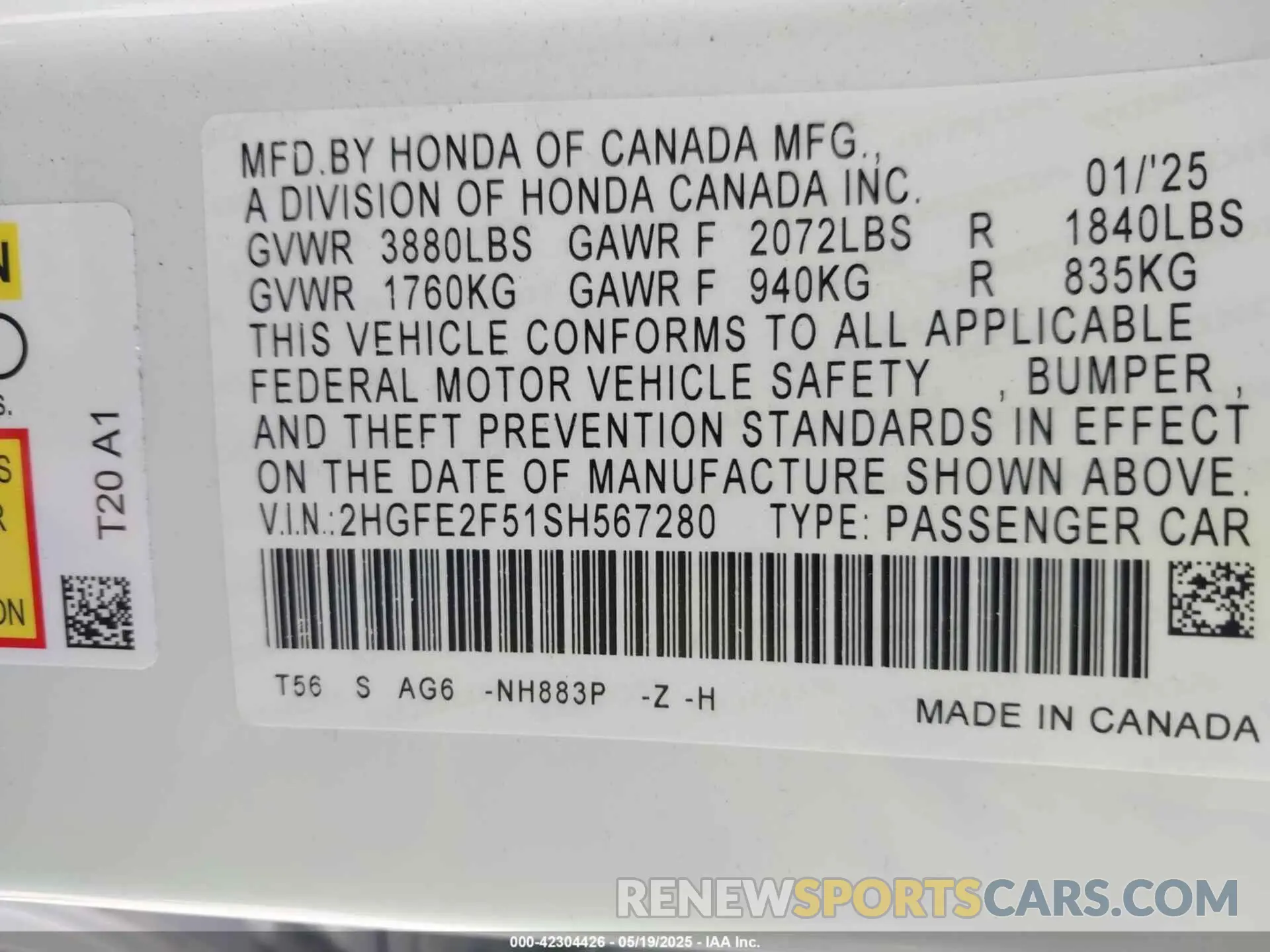9 Photograph of a damaged car 2HGFE2F51SH567280 HONDA CIVIC 2025
