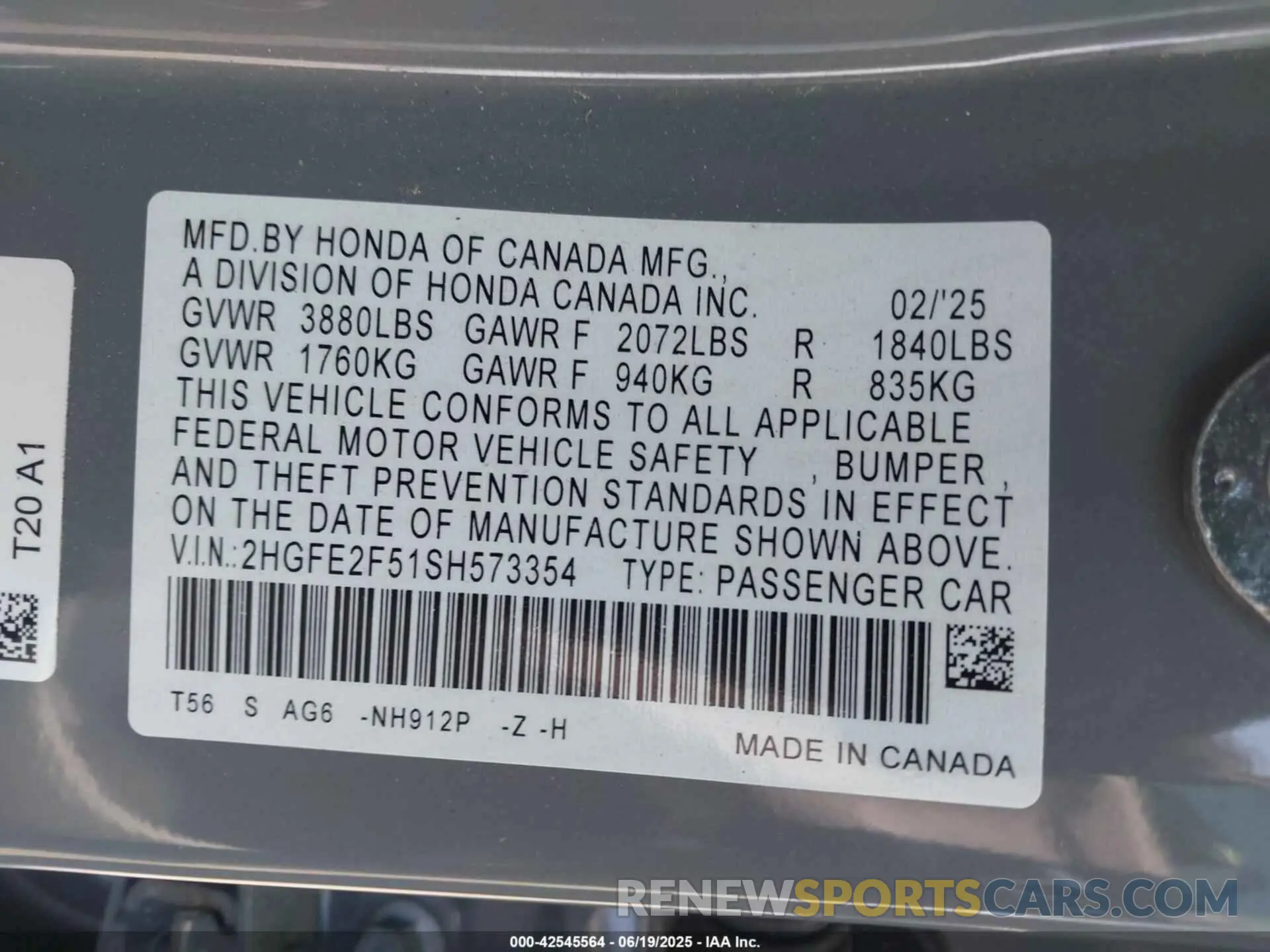9 Photograph of a damaged car 2HGFE2F51SH573354 HONDA CIVIC 2025