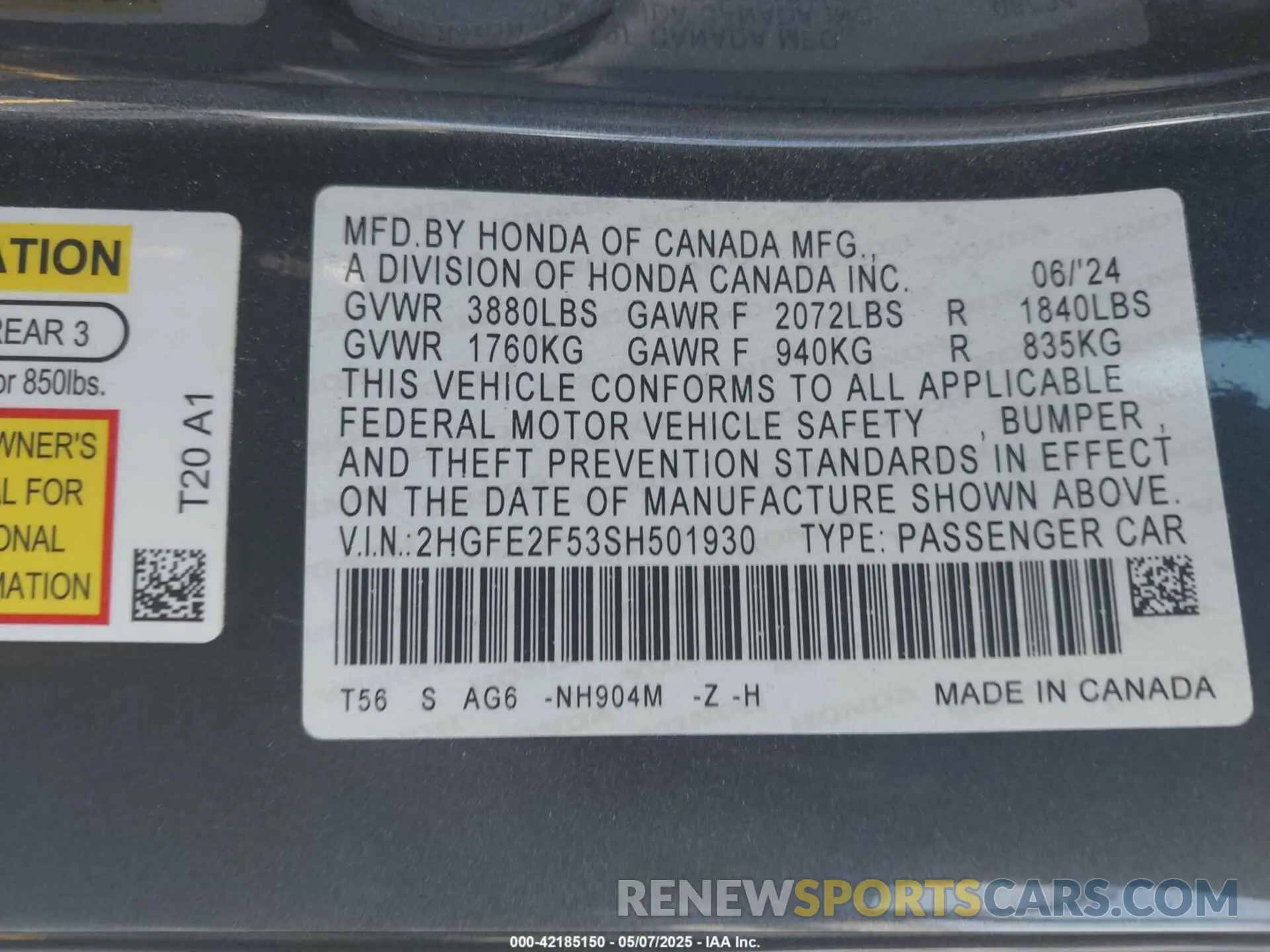 9 Photograph of a damaged car 2HGFE2F53SH501930 HONDA CIVIC 2025