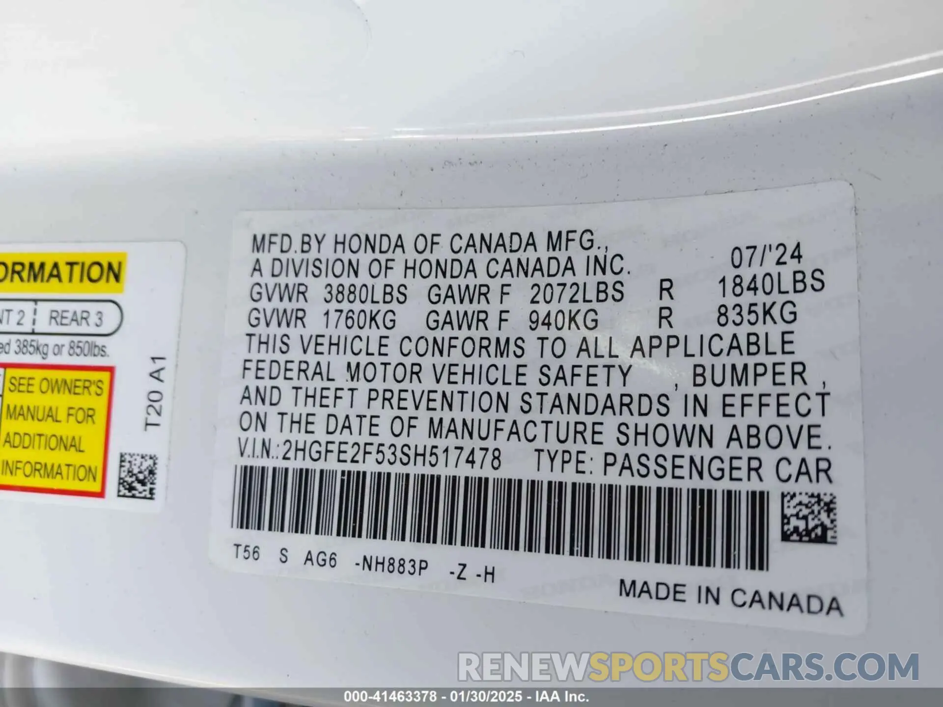 9 Photograph of a damaged car 2HGFE2F53SH517478 HONDA CIVIC 2025