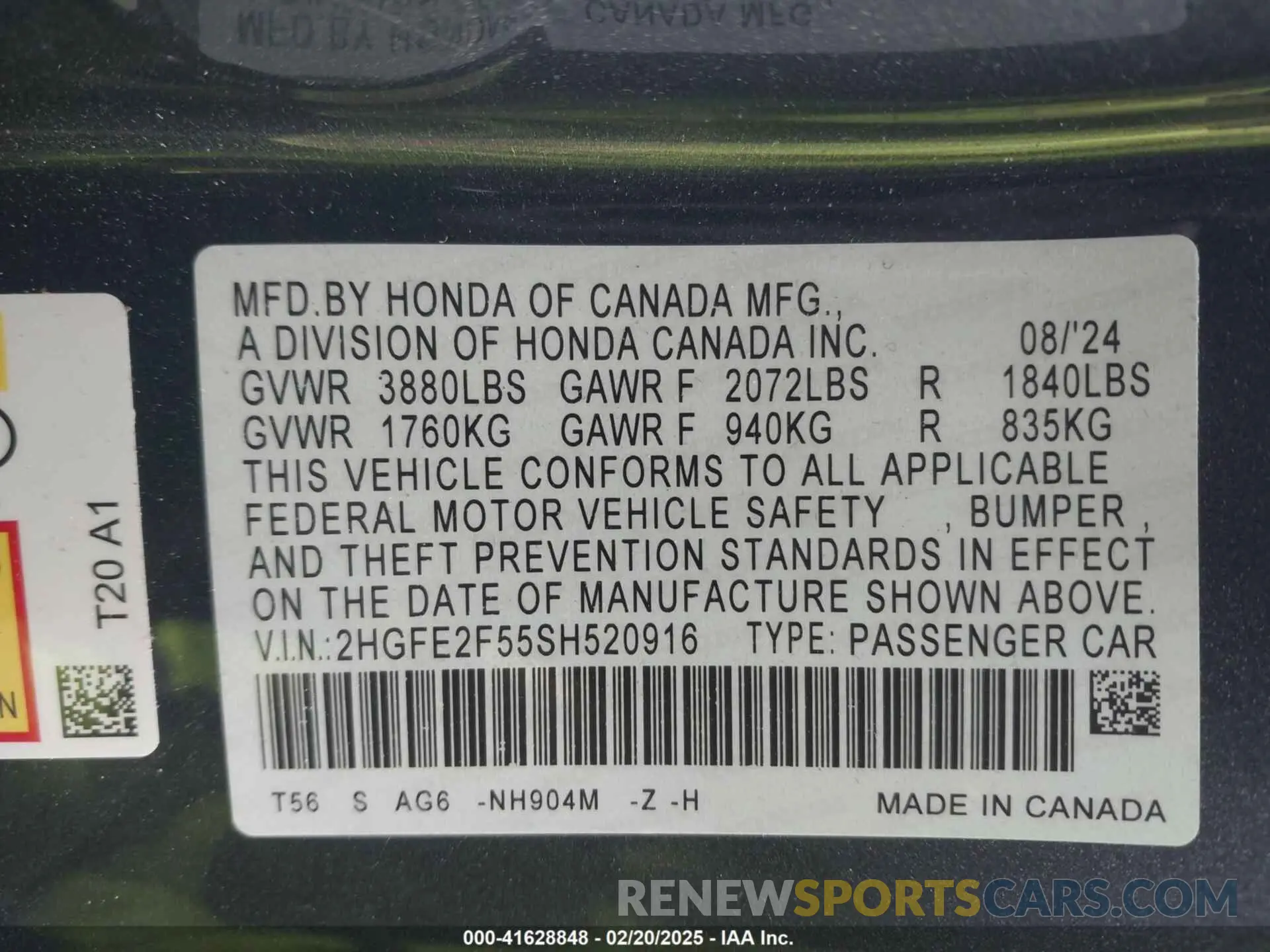 9 Photograph of a damaged car 2HGFE2F55SH520916 HONDA CIVIC 2025