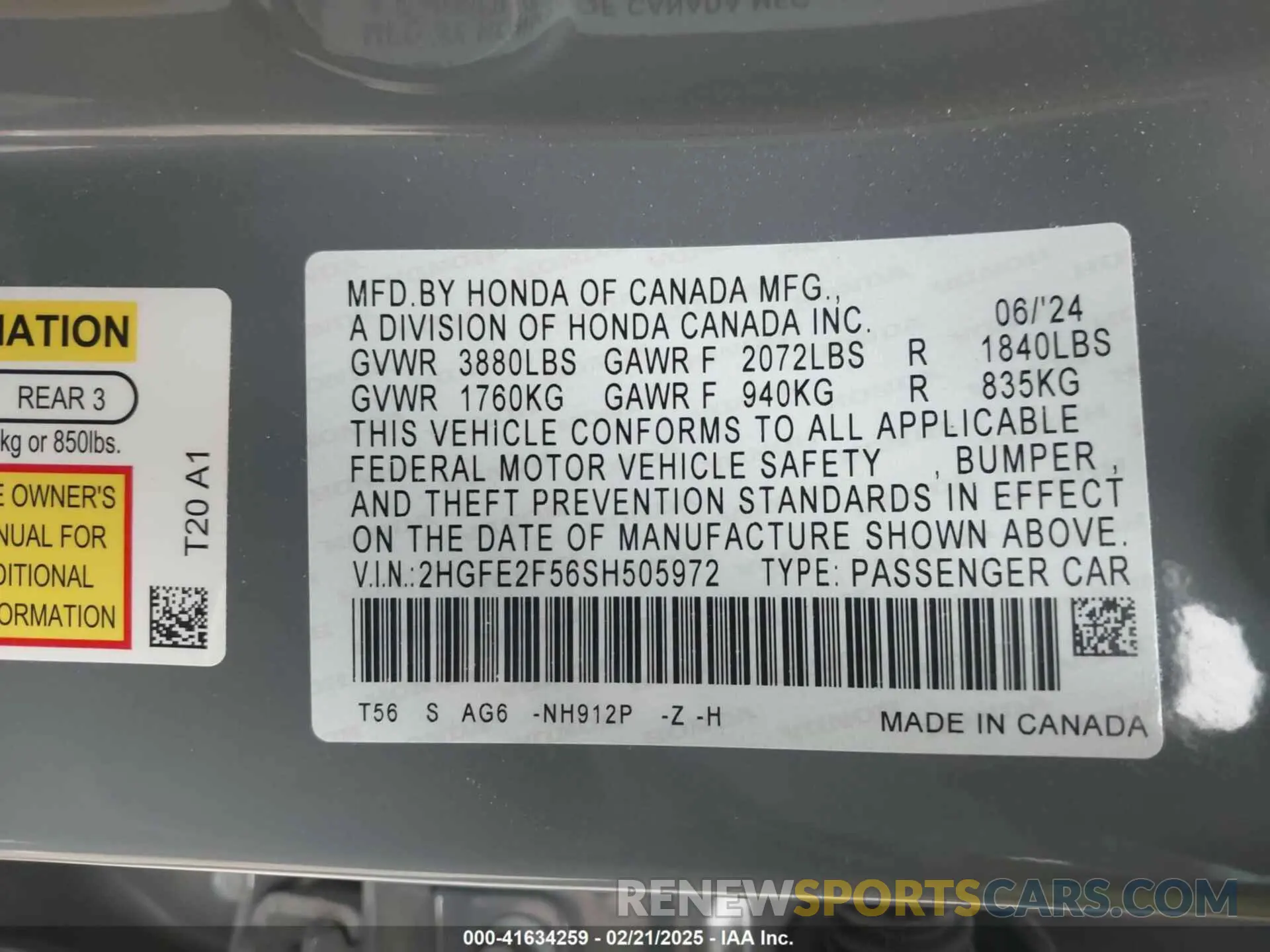 9 Photograph of a damaged car 2HGFE2F56SH505972 HONDA CIVIC 2025