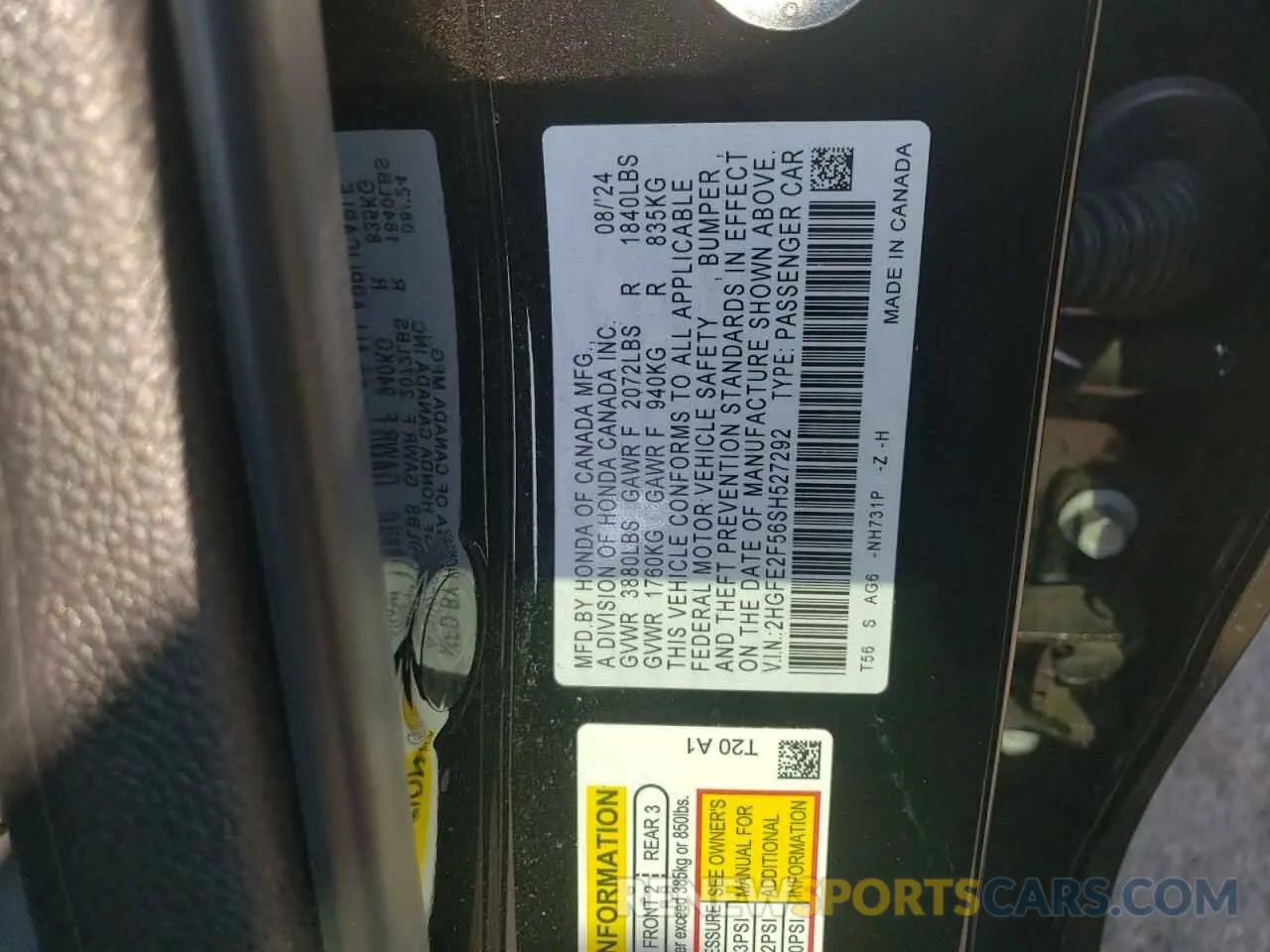 14 Photograph of a damaged car 2HGFE2F56SH527292 HONDA CIVIC 2025