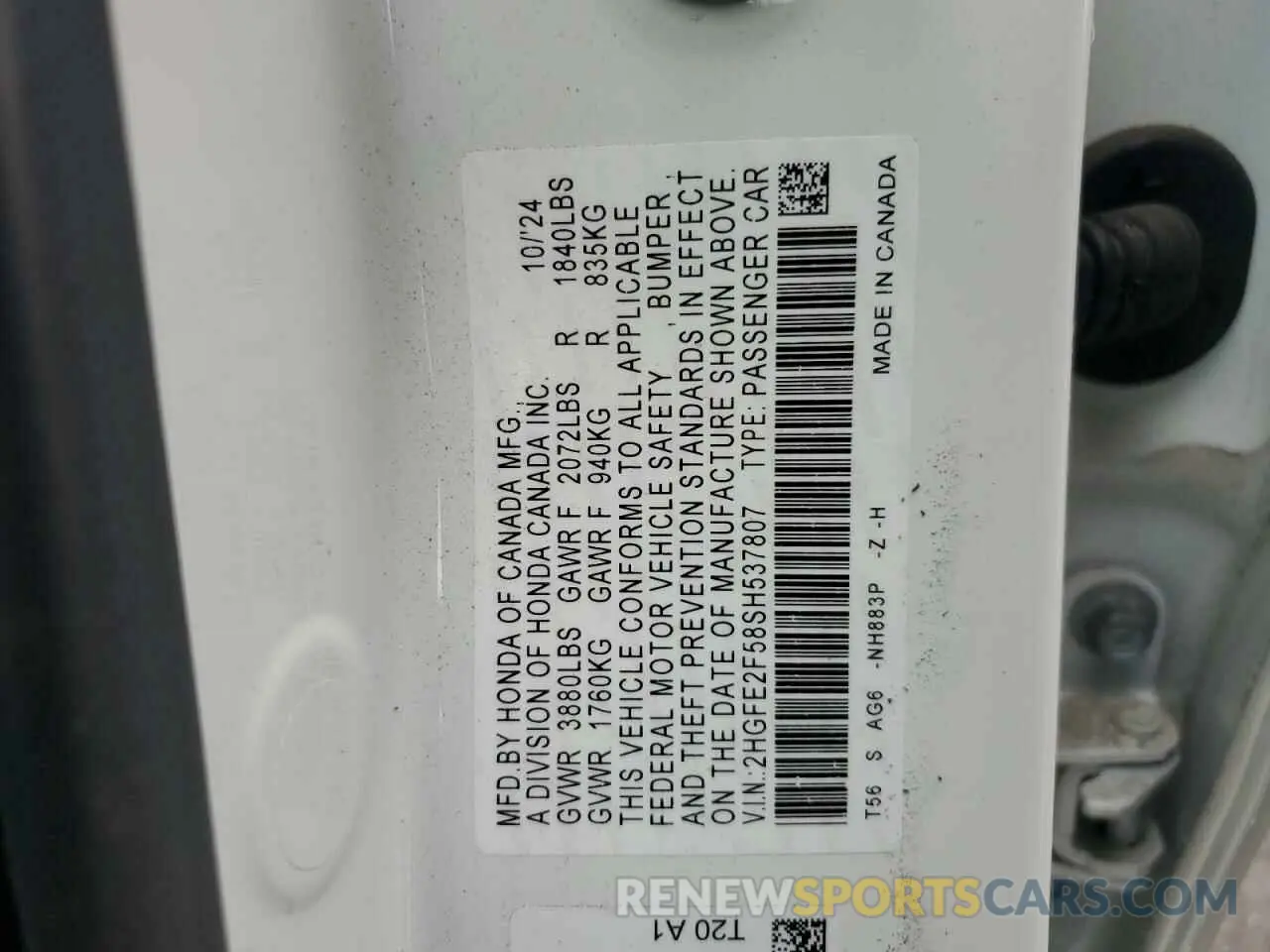 13 Фотография поврежденного автомобиля 2HGFE2F58SH537807 HONDA CIVIC 2025
