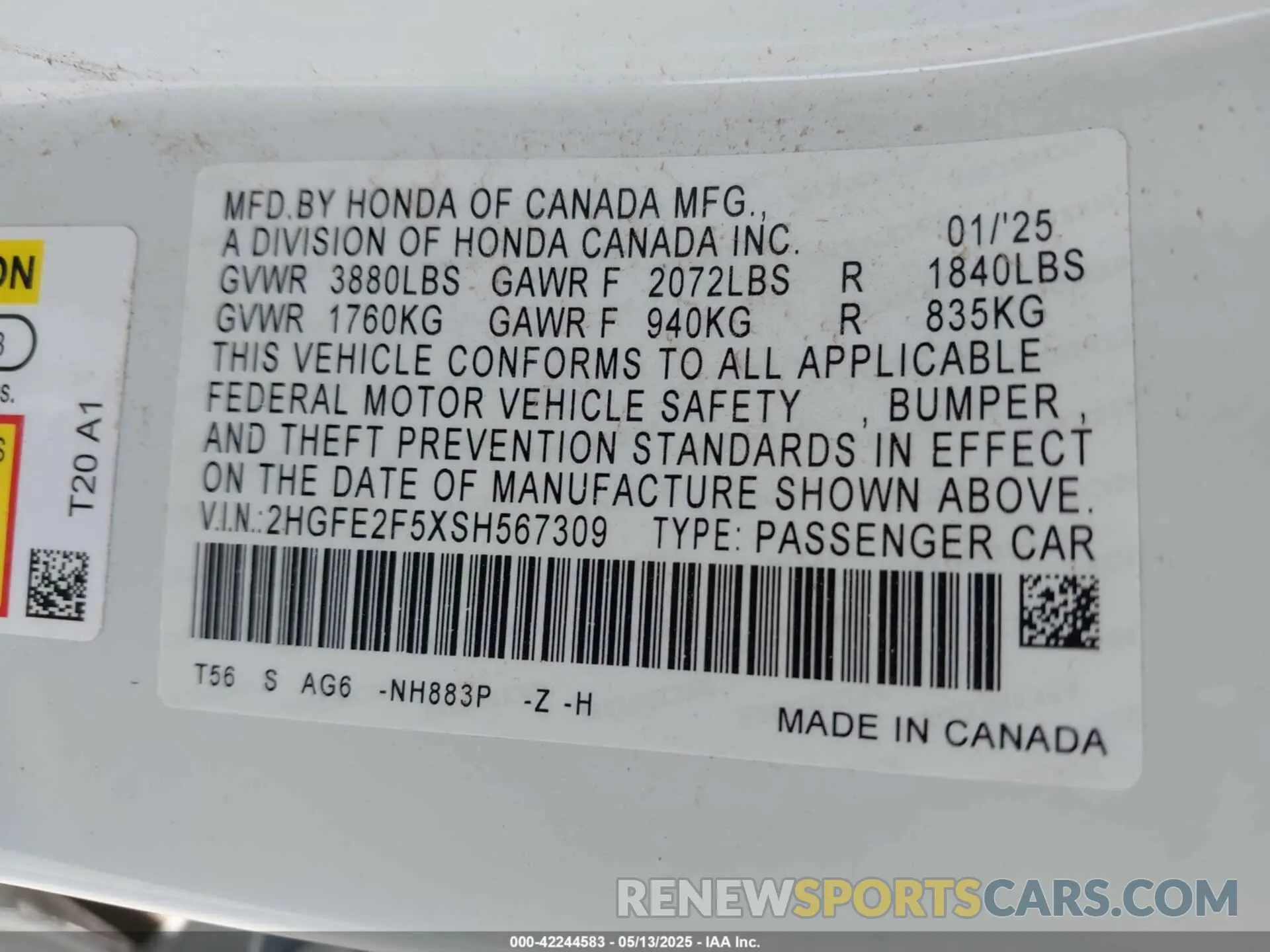 9 Photograph of a damaged car 2HGFE2F5XSH567309 HONDA CIVIC 2025