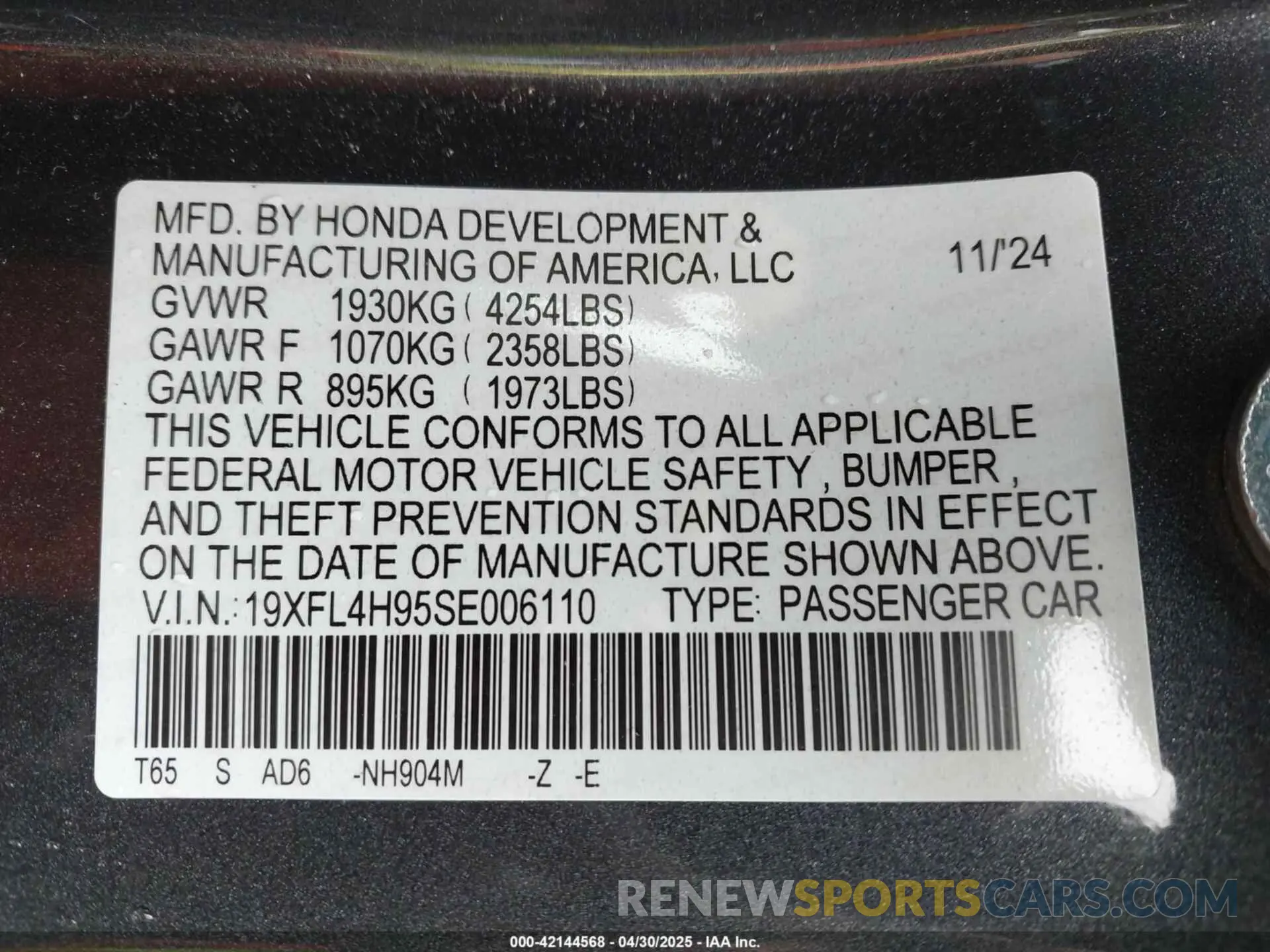 9 Photograph of a damaged car 19XFL4H95SE006110 HONDA CIVIC  HYBRID 2025