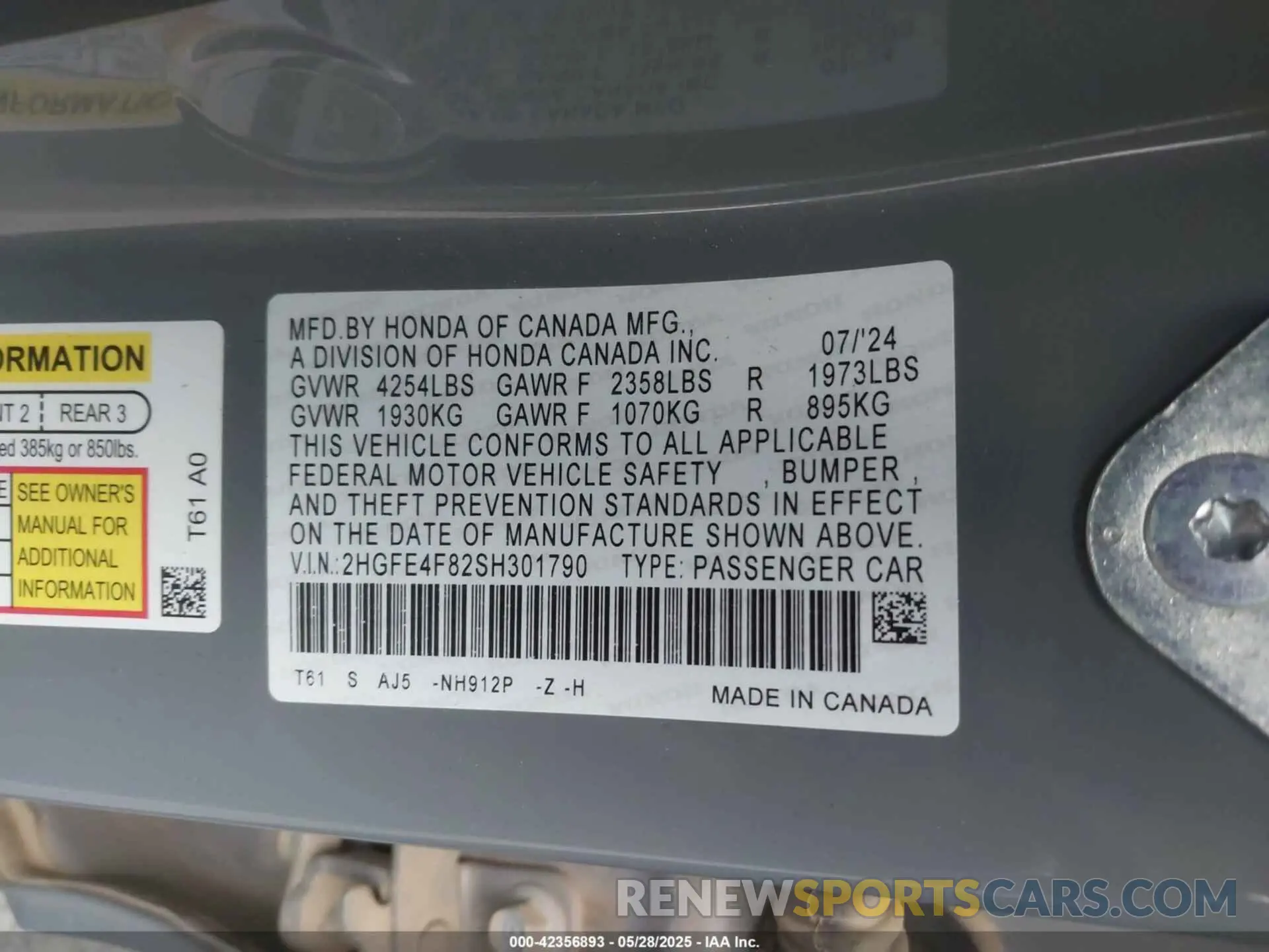 9 Фотография поврежденного автомобиля 2HGFE4F82SH301790 HONDA CIVIC HYBRID 2025
