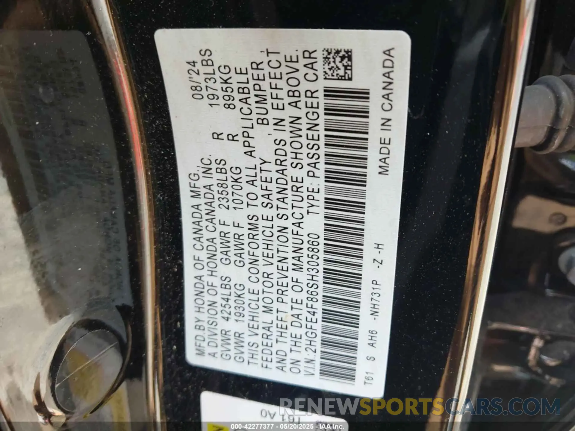 9 Фотография поврежденного автомобиля 2HGFE4F86SH305860 HONDA CIVIC HYBRID 2025