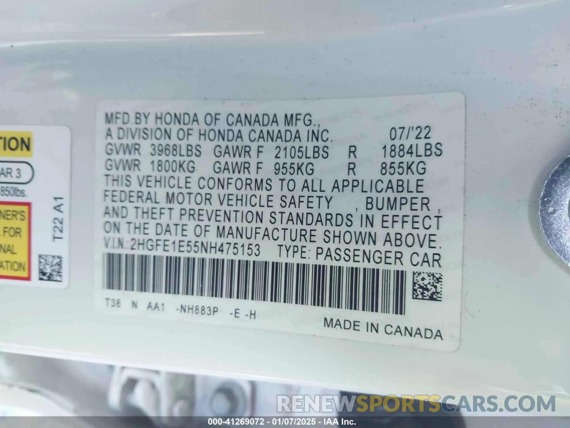 9 Фотография поврежденного автомобиля 2HGFE1E55NH475153 HONDA CIVIC SI 2022