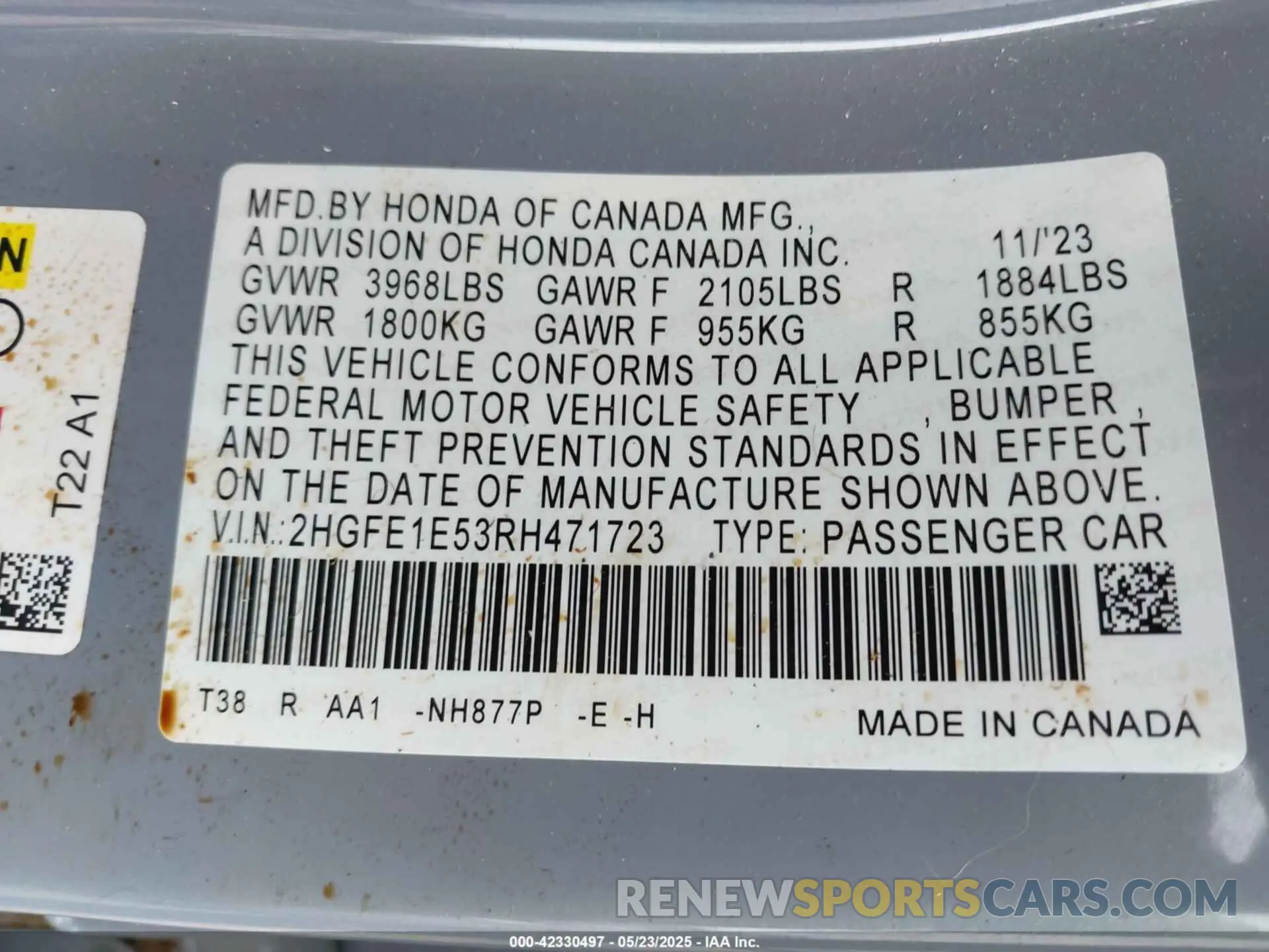9 Photograph of a damaged car 2HGFE1E53RH471723 HONDA CIVIC SI 2024