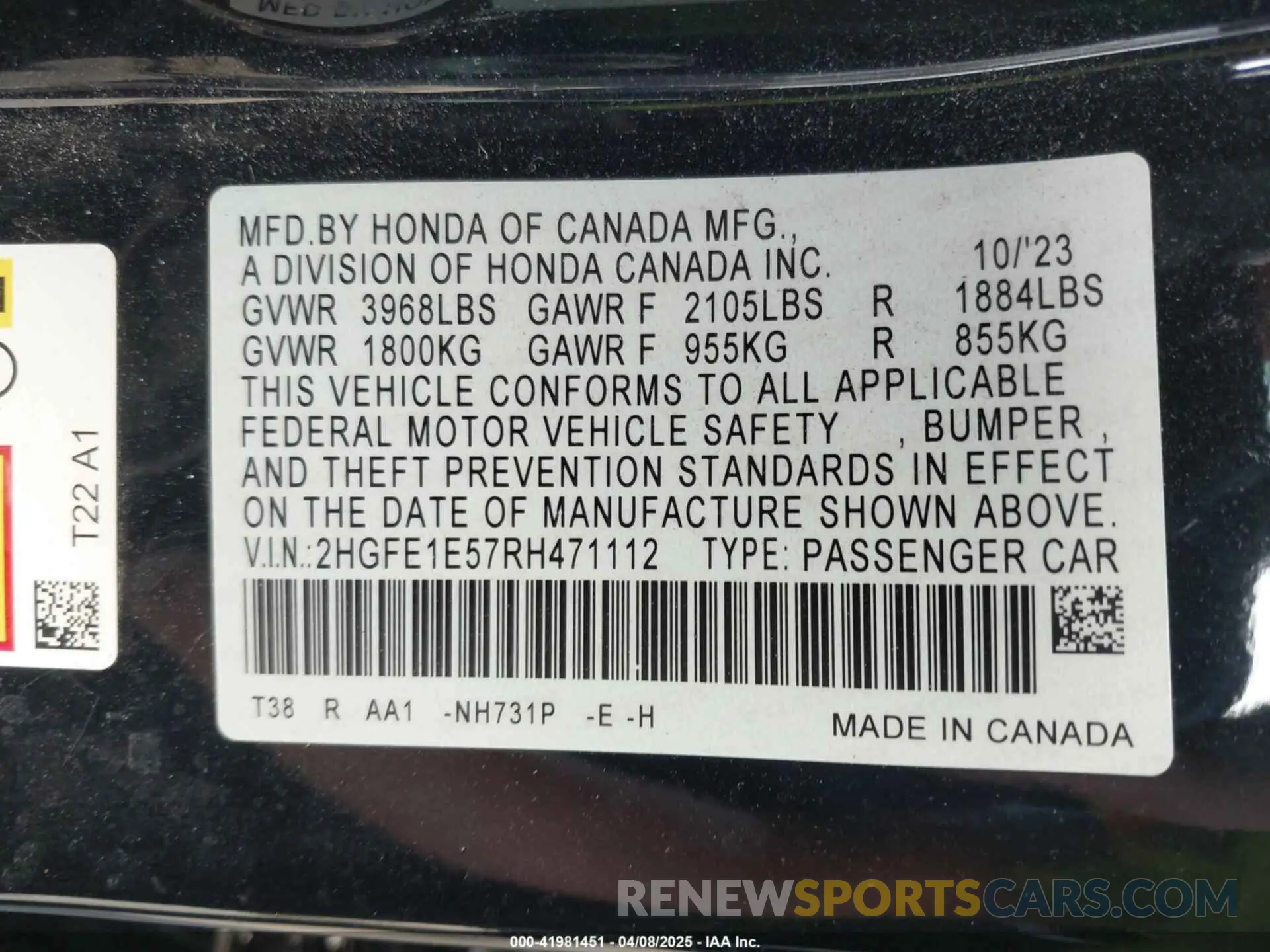 9 Photograph of a damaged car 2HGFE1E57RH471112 HONDA CIVIC SI 2024
