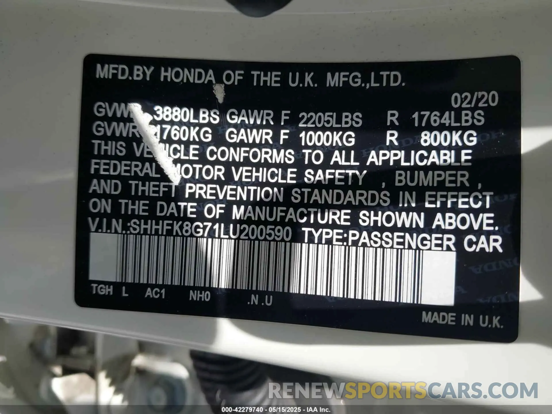 9 Photograph of a damaged car SHHFK8G71LU200590 HONDA CIVIC TYPE R 2020
