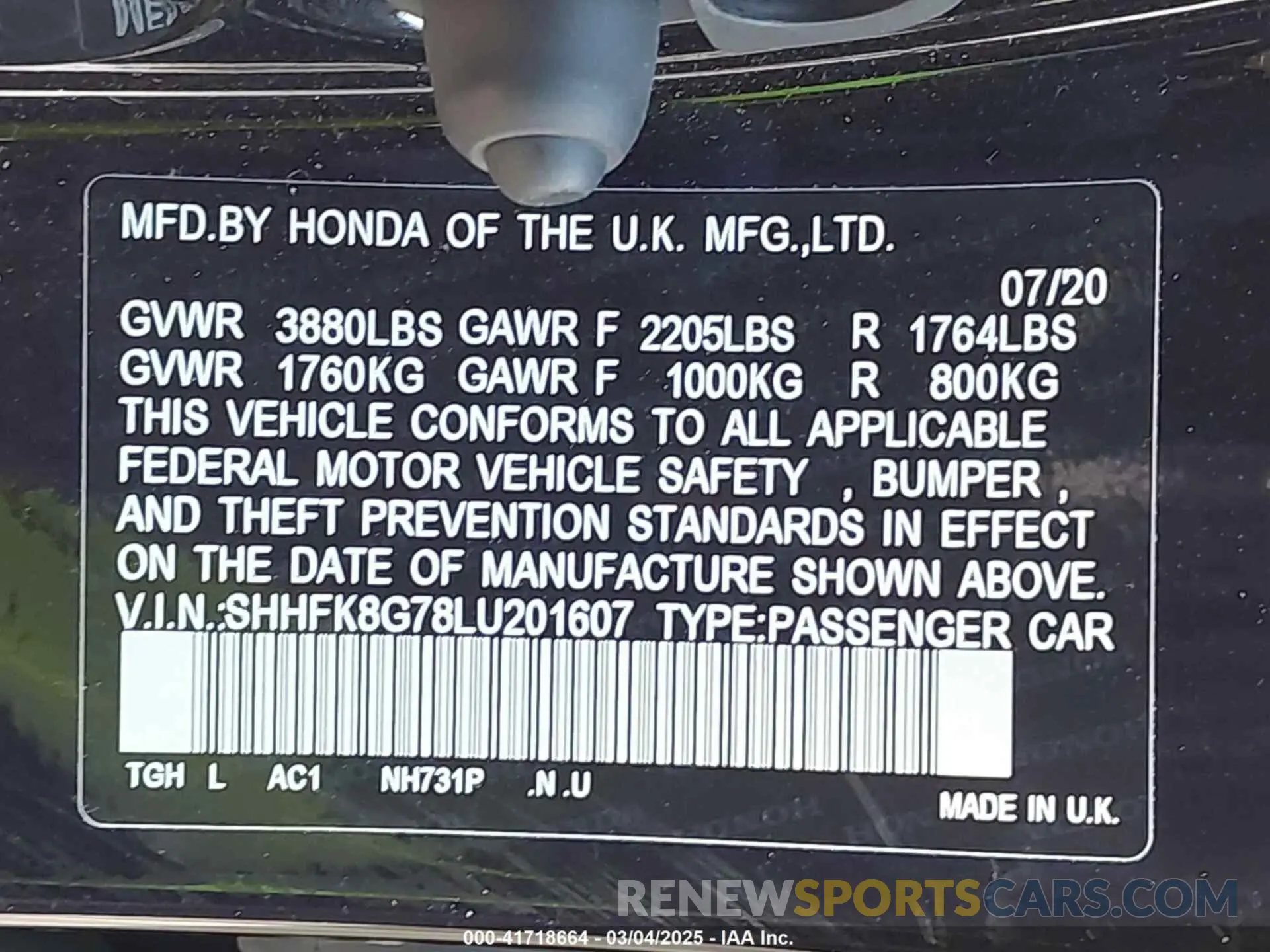 9 Photograph of a damaged car SHHFK8G78LU201607 HONDA CIVIC TYPE R 2020