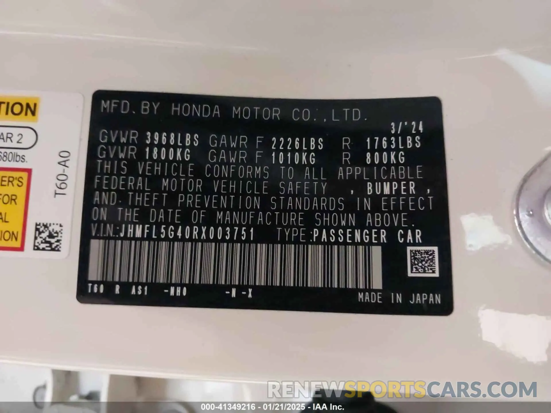 9 Фотография поврежденного автомобиля JHMFL5G40RX003751 HONDA CIVIC TYPE R 2024