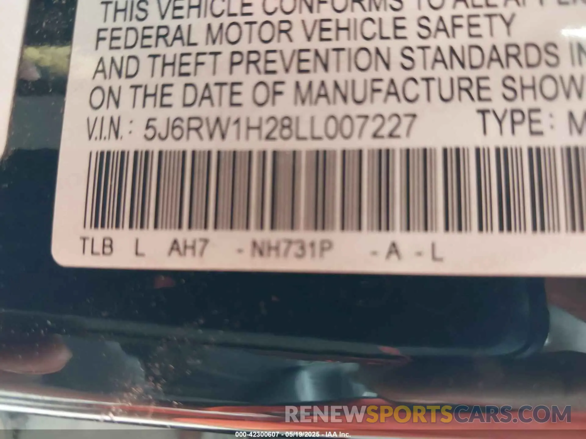 9 Фотография поврежденного автомобиля 5J6RW1H28LL007227 HONDA CR-V 2020