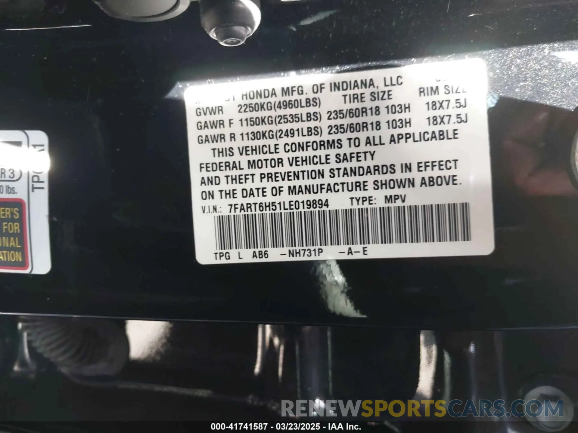 9 Photograph of a damaged car 7FART6H51LE019894 HONDA CR-V 2020