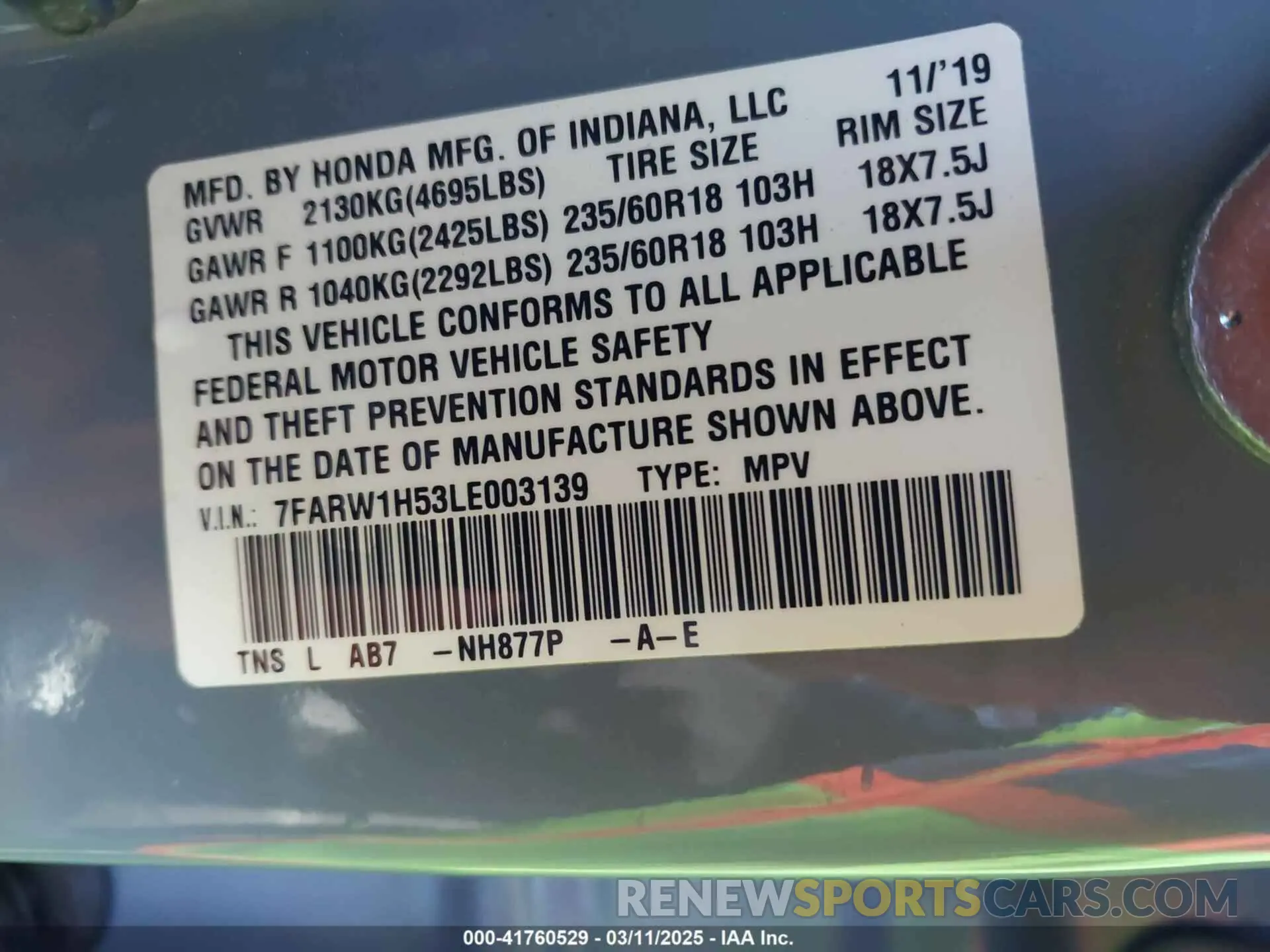 9 Фотография поврежденного автомобиля 7FARW1H53LE003139 HONDA CR-V 2020