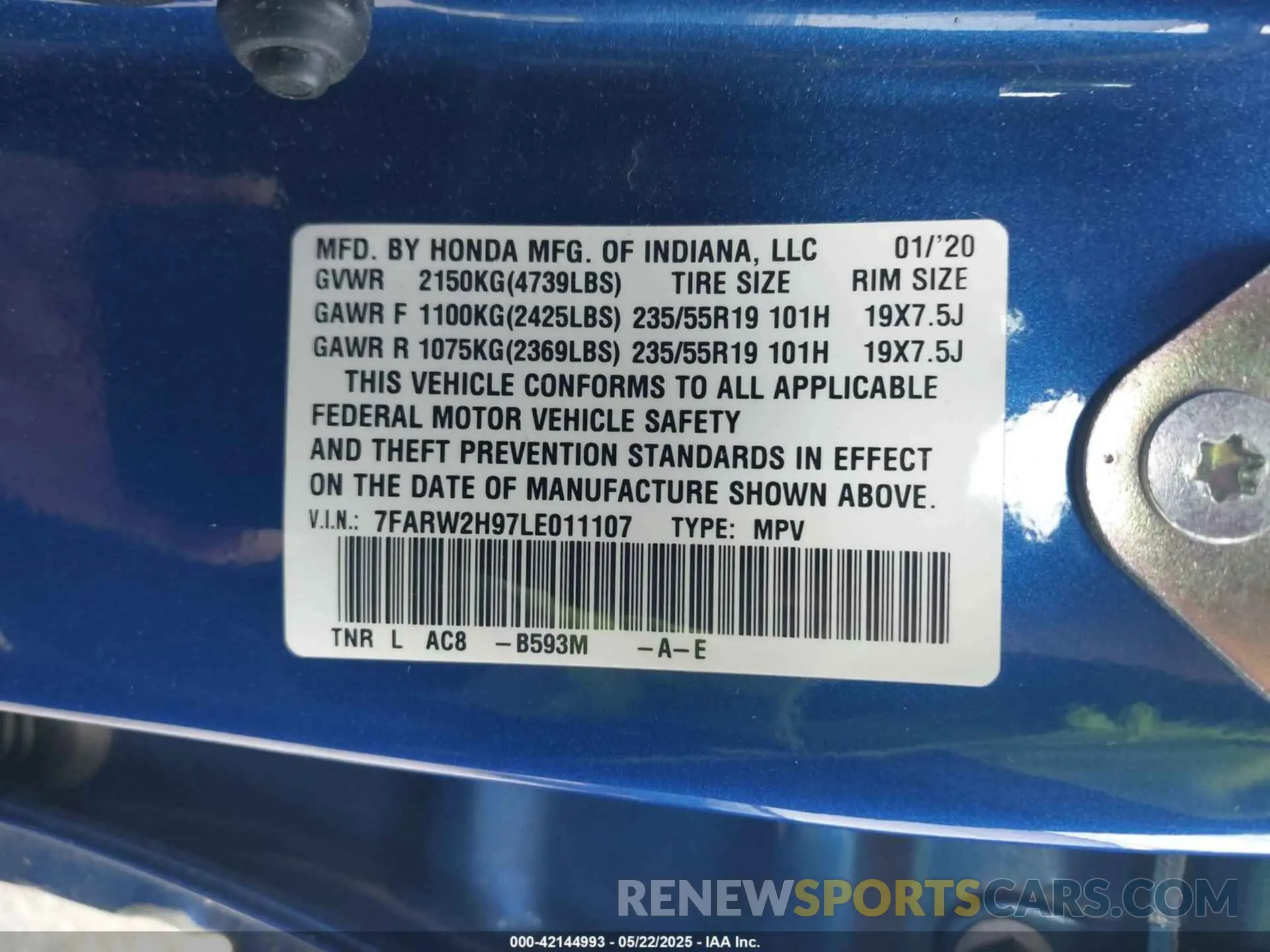 9 Photograph of a damaged car 7FARW2H97LE011107 HONDA CR-V 2020