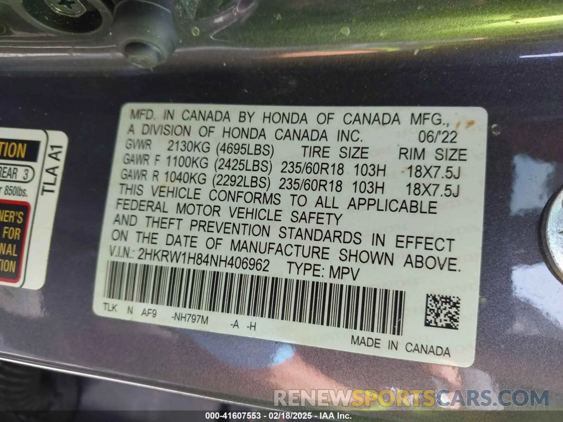 9 Фотография поврежденного автомобиля 2HKRW1H84NH406962 HONDA CR-V 2022