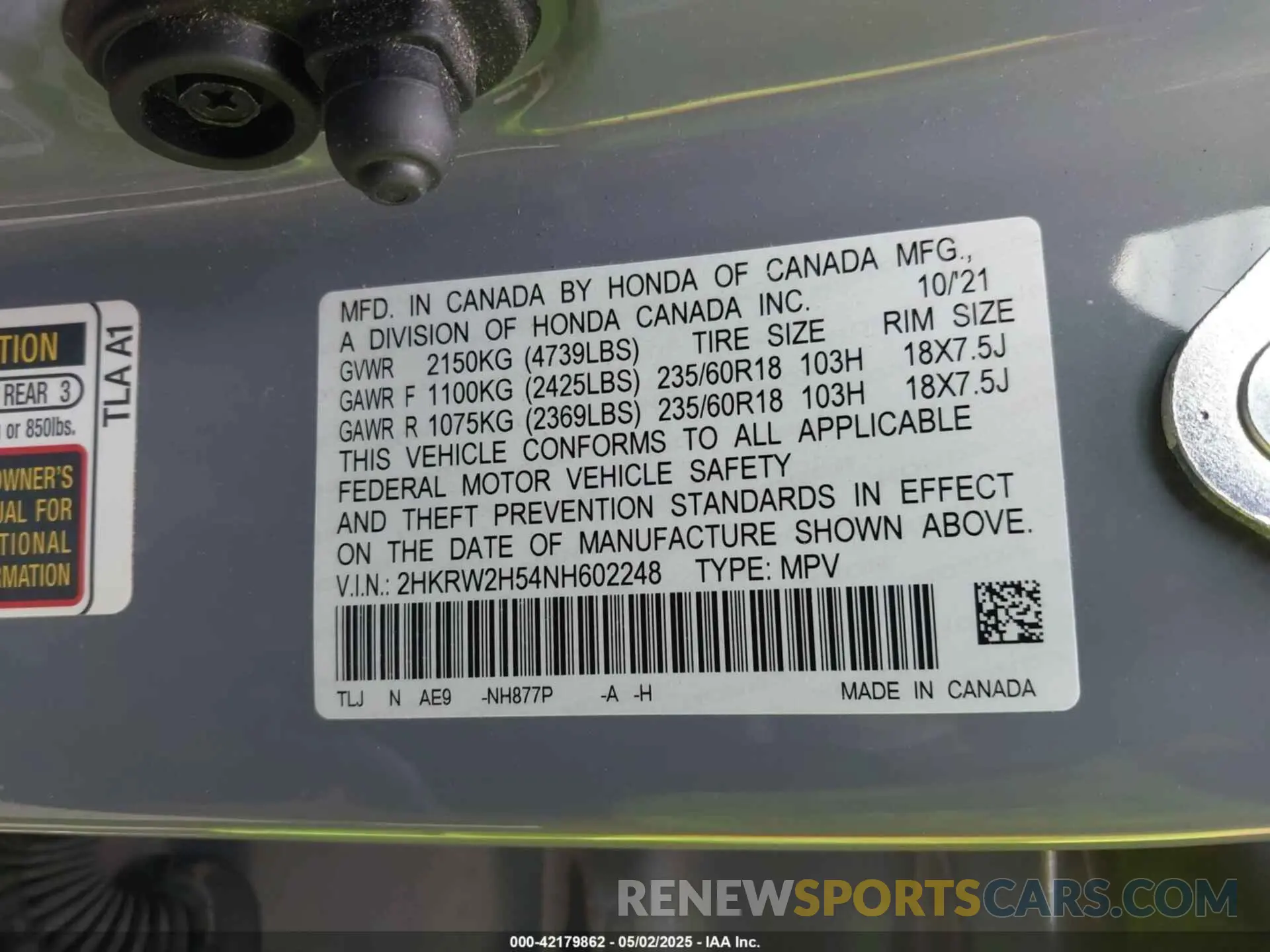9 Photograph of a damaged car 2HKRW2H54NH602248 HONDA CR-V 2022