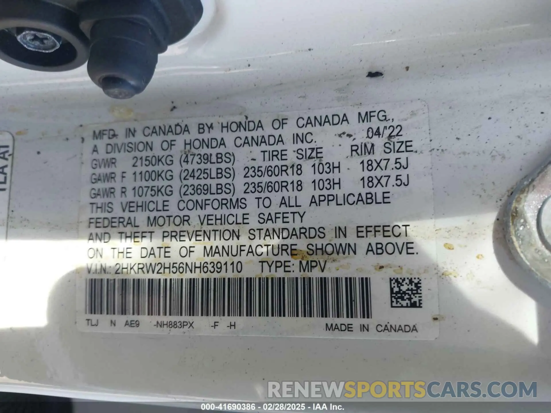 9 Photograph of a damaged car 2HKRW2H56NH639110 HONDA CR-V 2022