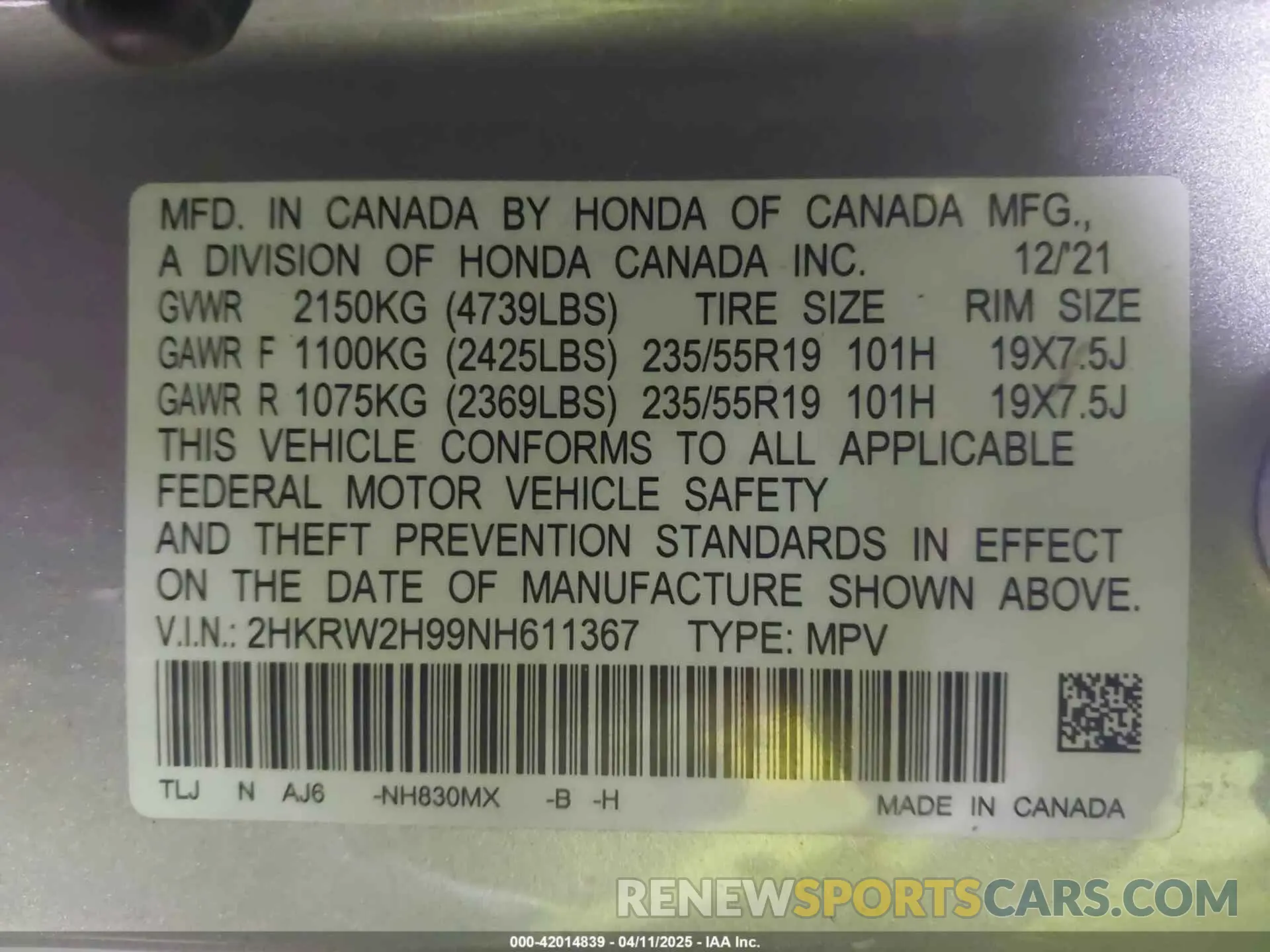 9 Фотография поврежденного автомобиля 2HKRW2H99NH611367 HONDA CR-V 2022